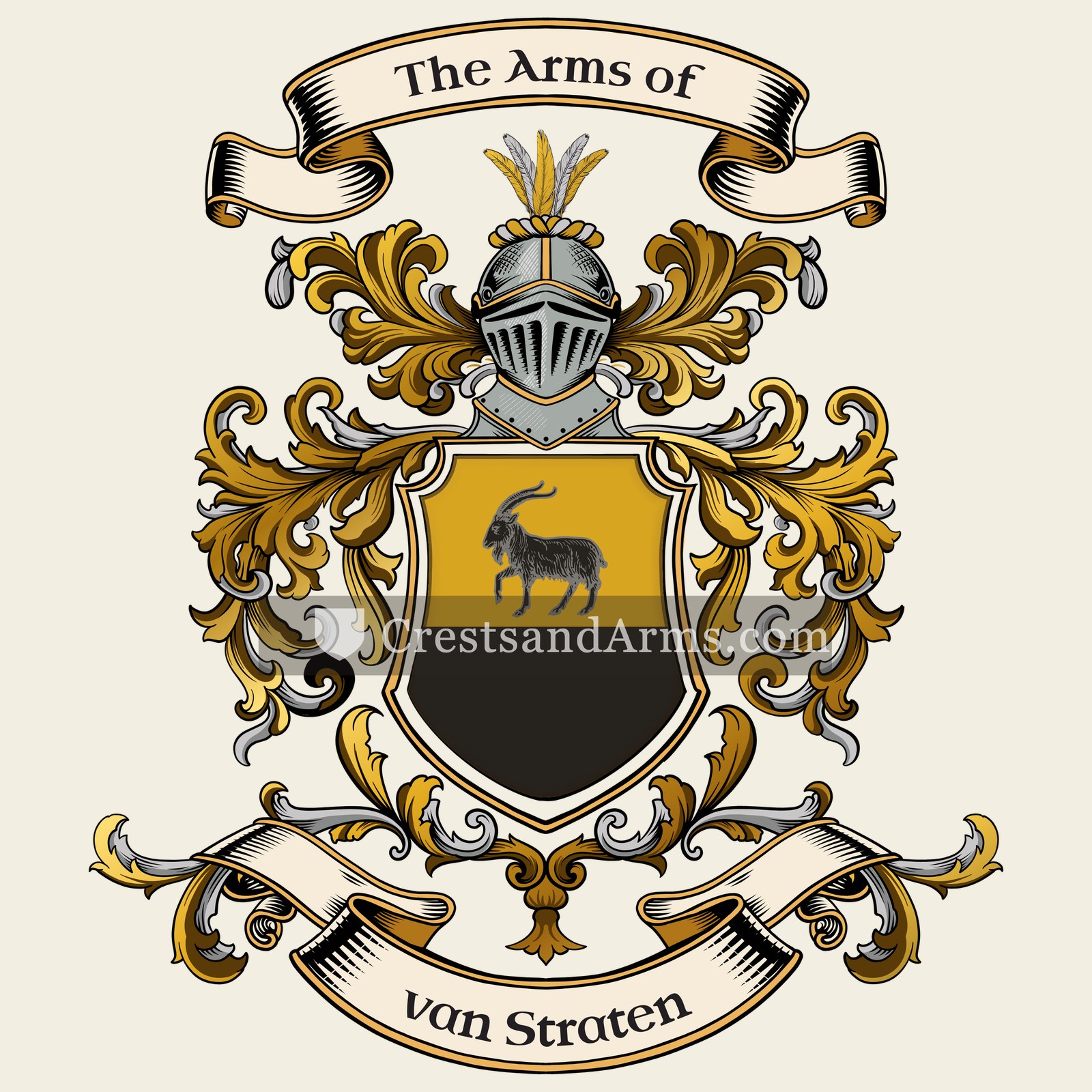 The van Straten coat of arms, drawn from the recorded blazon