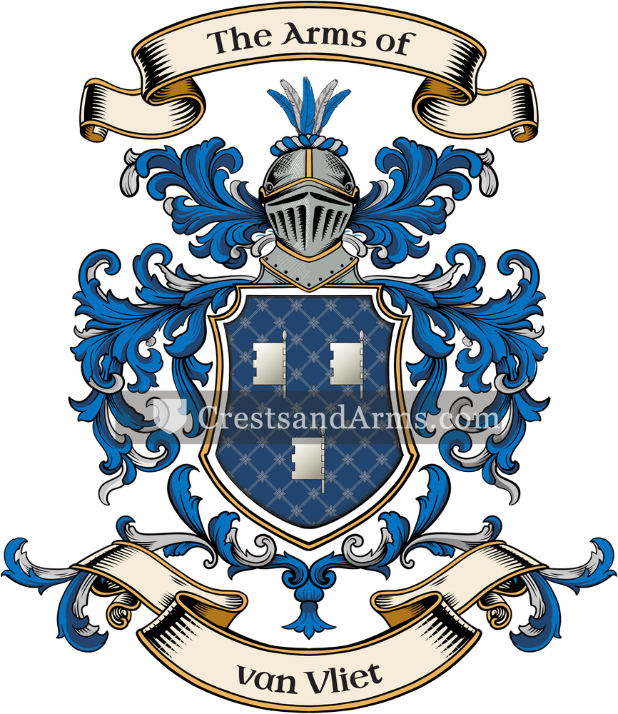 The van Vliet coat of arms, drawn from the recorded blazon