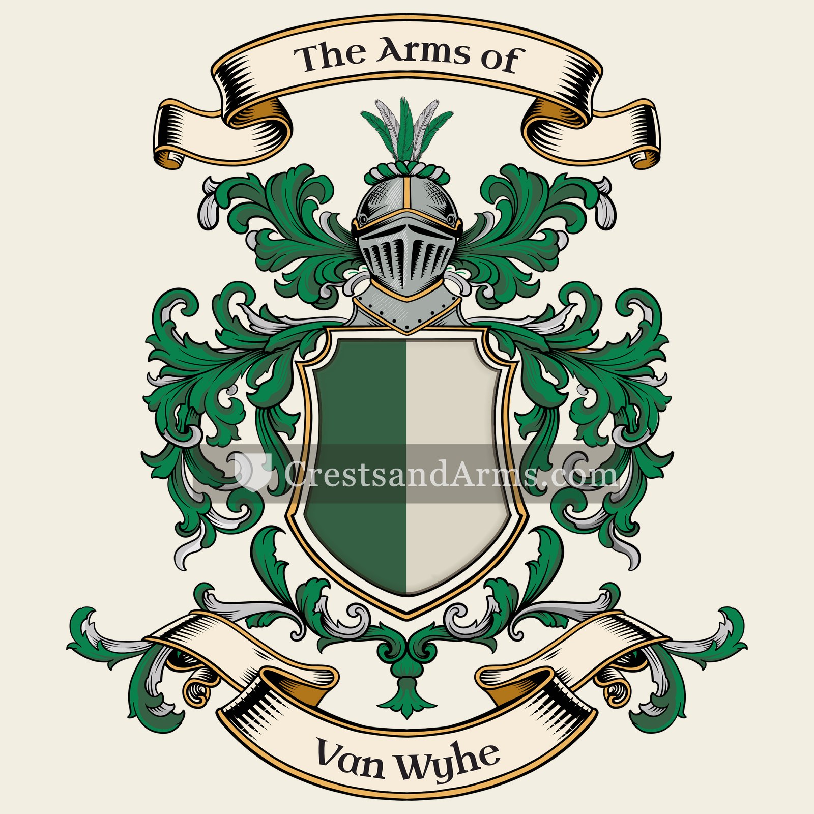The Van Wyhe coat of arms, drawn from the recorded blazon