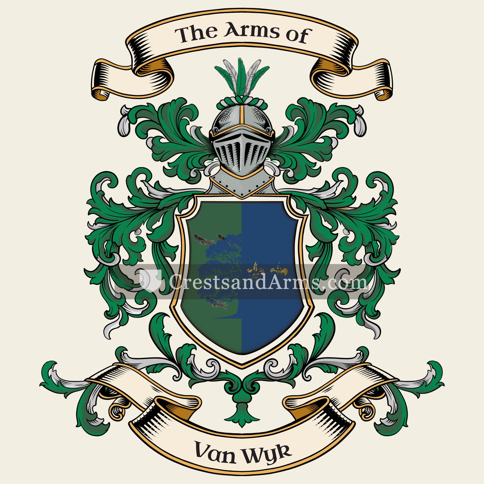 The Van Wyk coat of arms, drawn from the recorded blazon