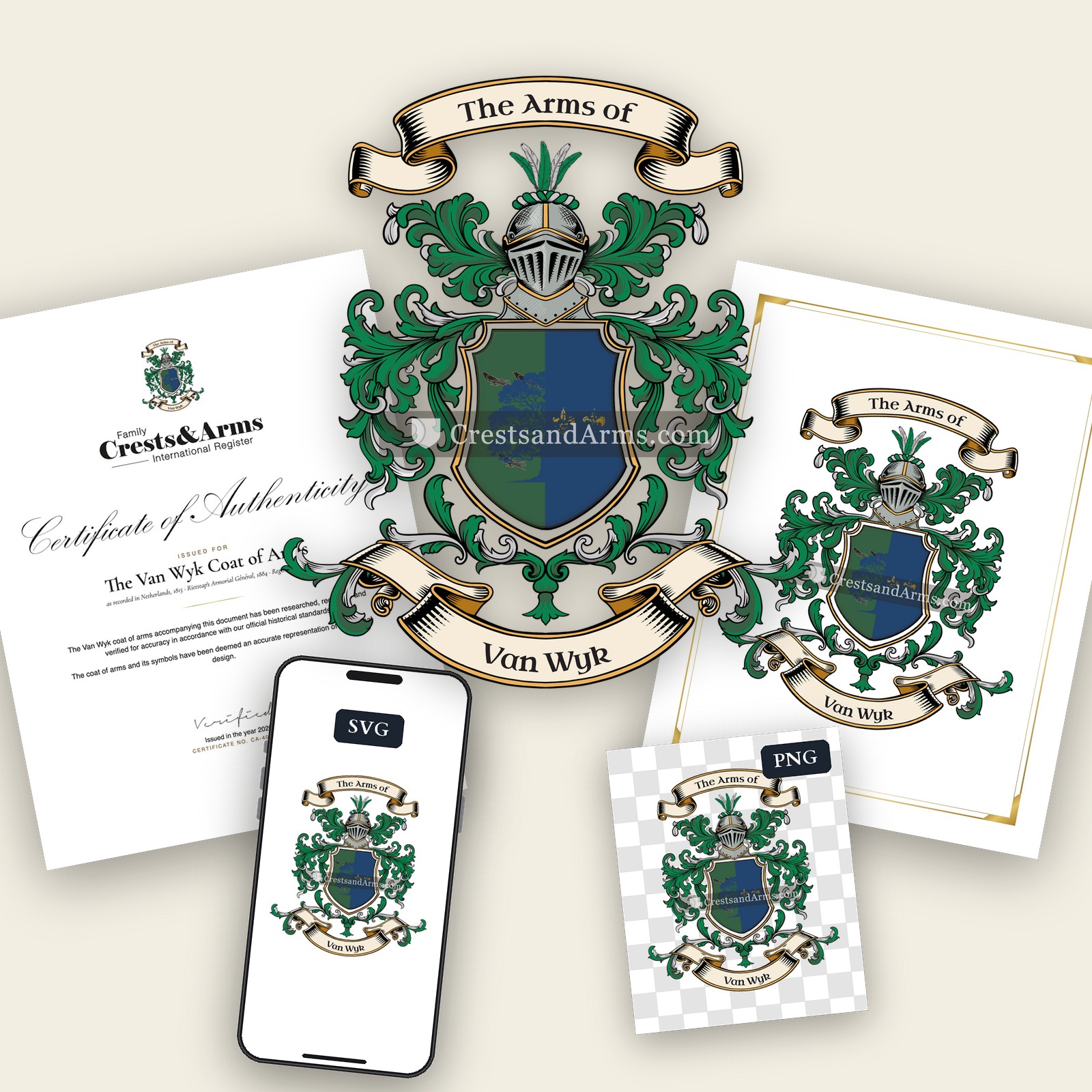 The Van Wyk arms on the coat of arms — digital pack