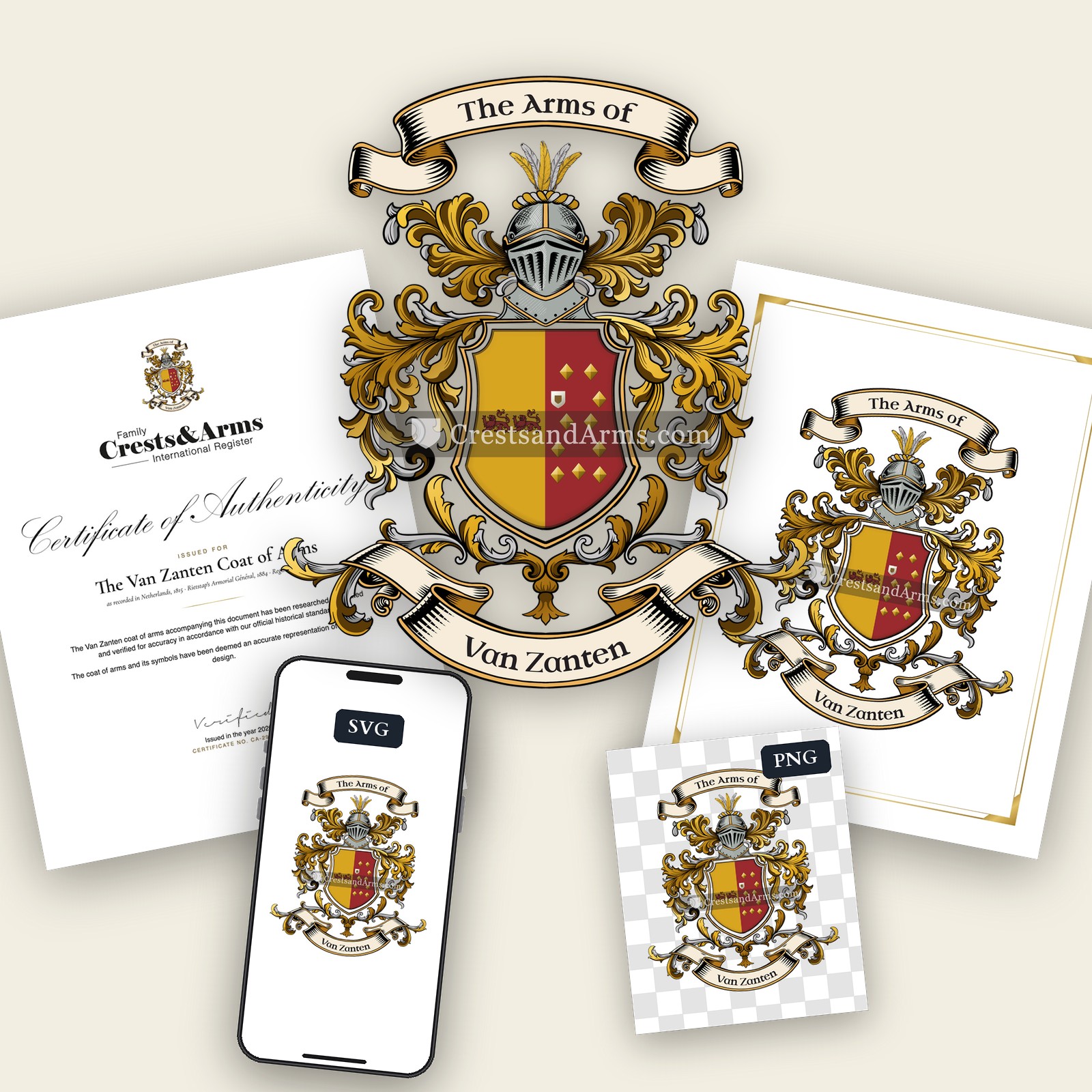 The Van Zanten arms on the coat of arms — digital pack