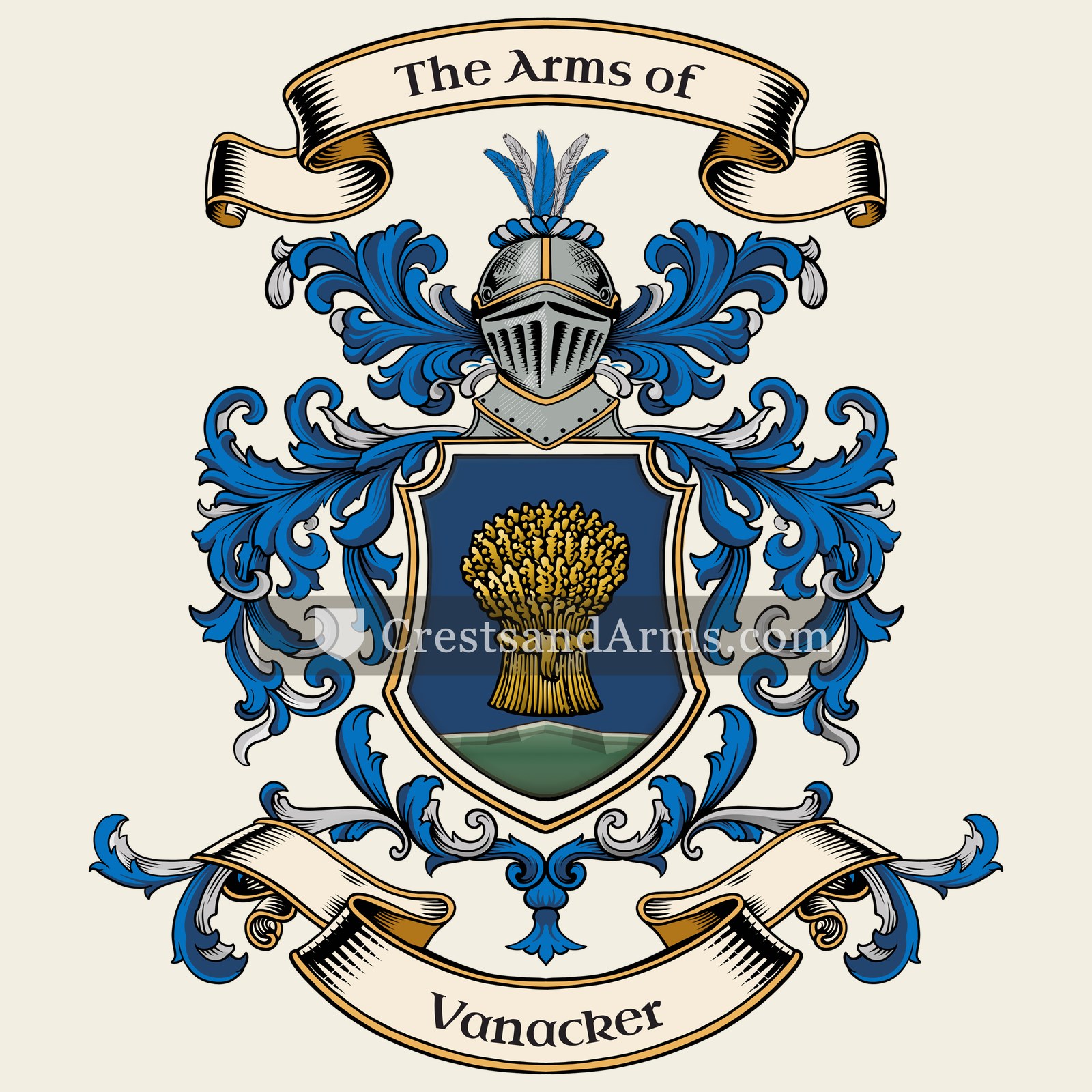 The Vanacker coat of arms, drawn from the recorded blazon
