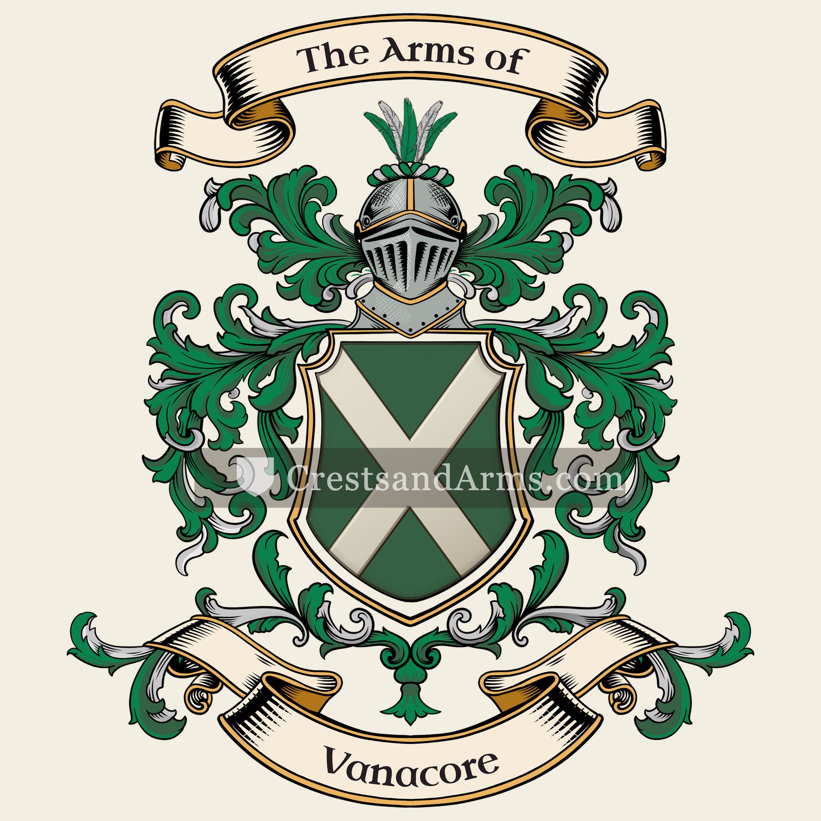 The Vanacore coat of arms, drawn from the recorded blazon