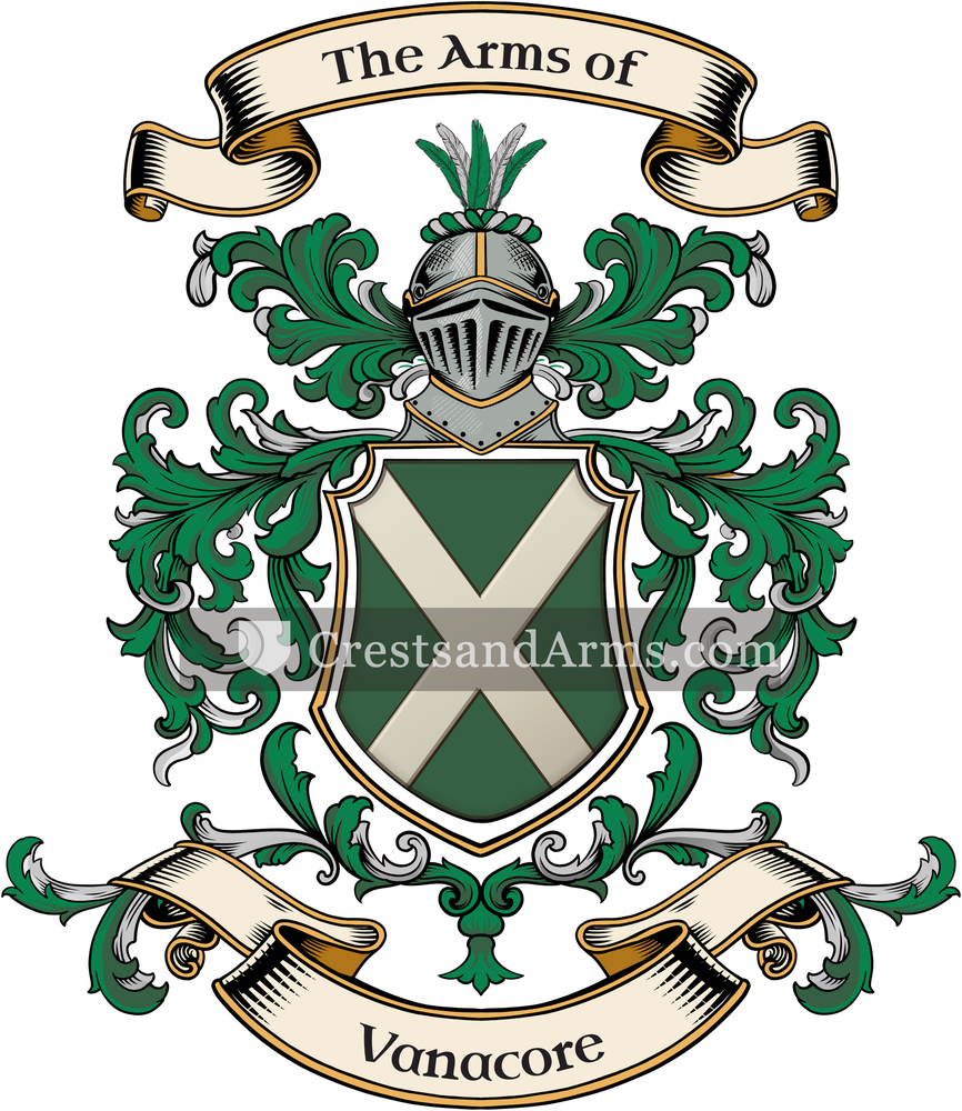 The Vanacore coat of arms, drawn from the recorded blazon