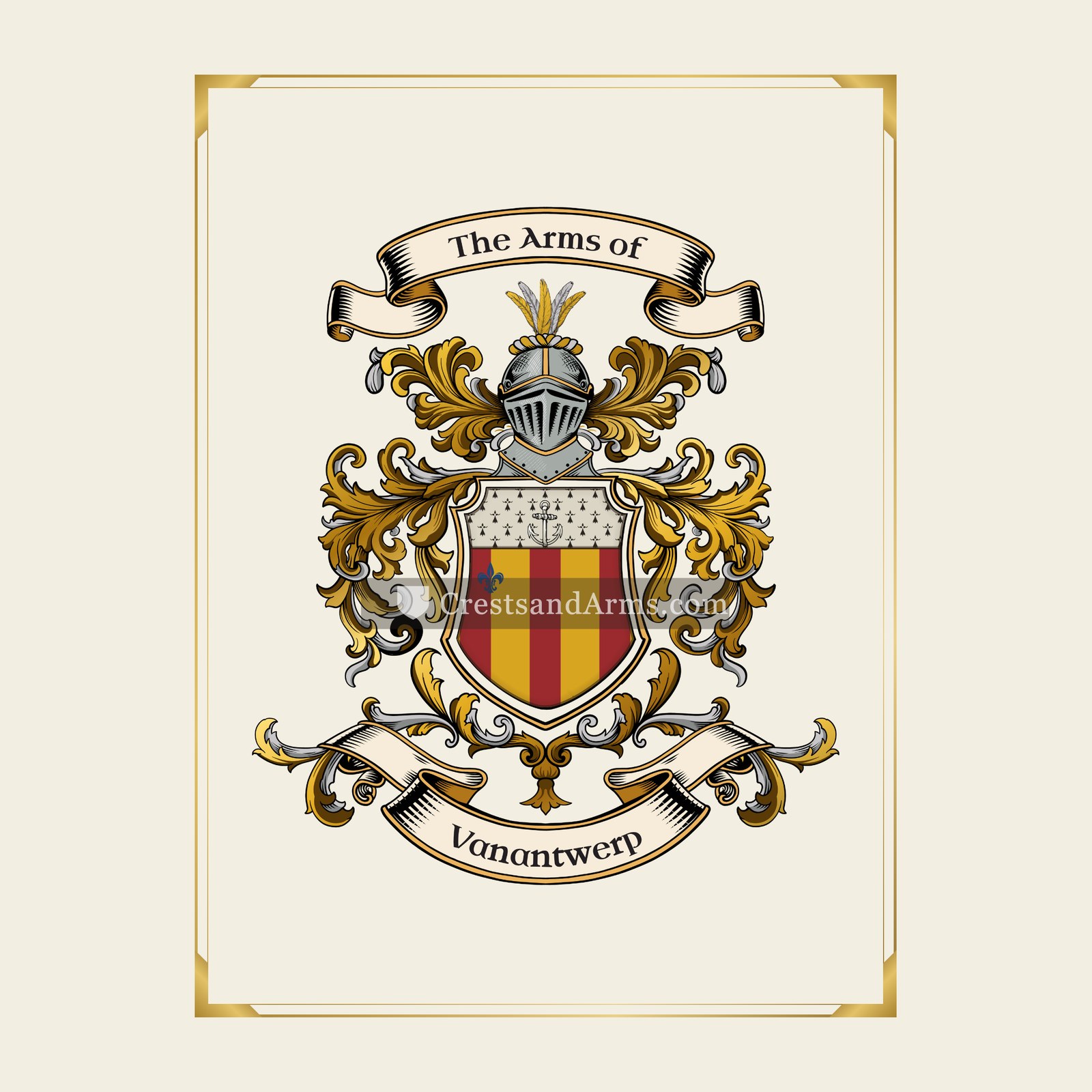 With gold border
