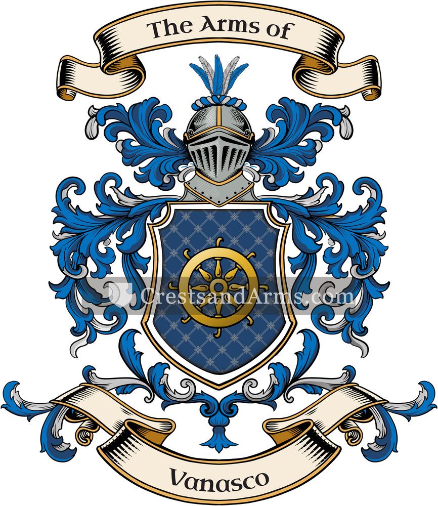 The Vanasco coat of arms, drawn from the recorded blazon