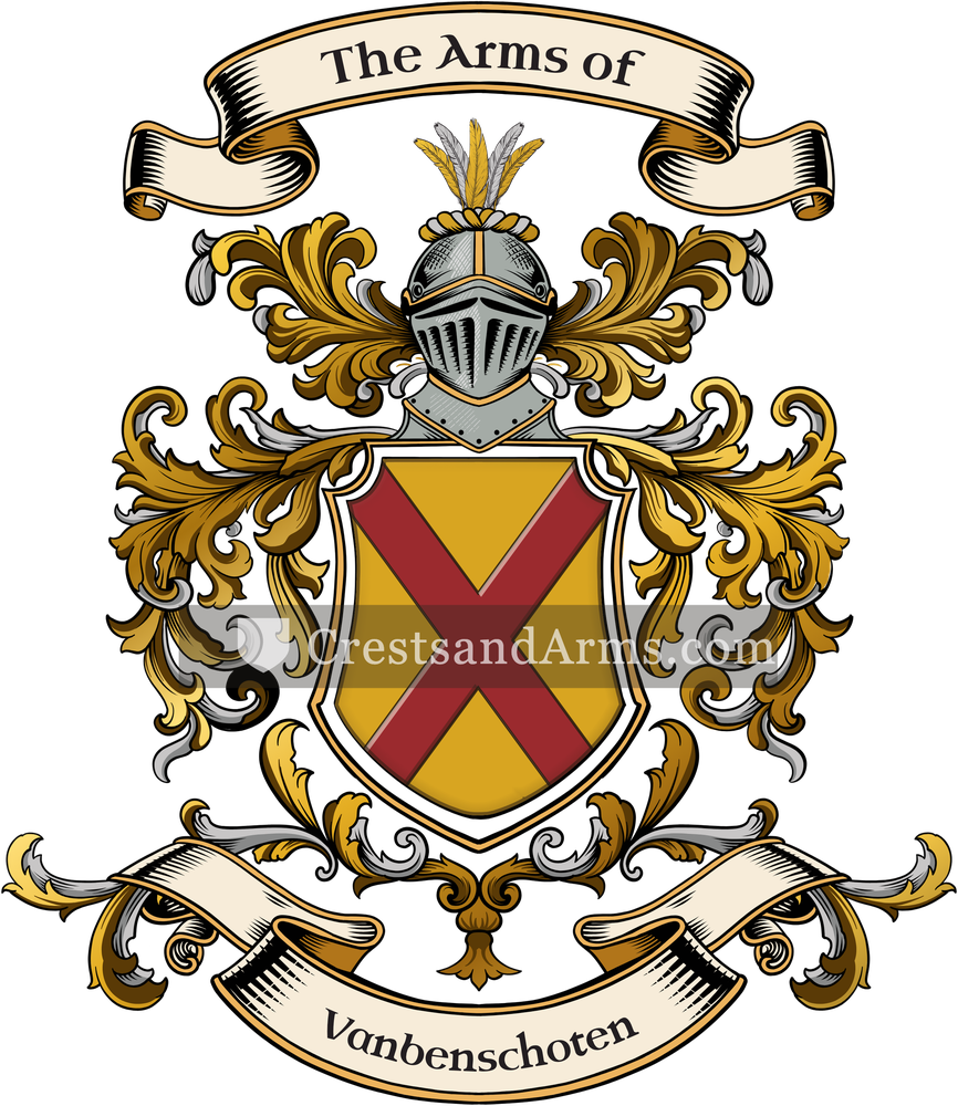 The Vanbenschoten coat of arms, drawn from the recorded blazon