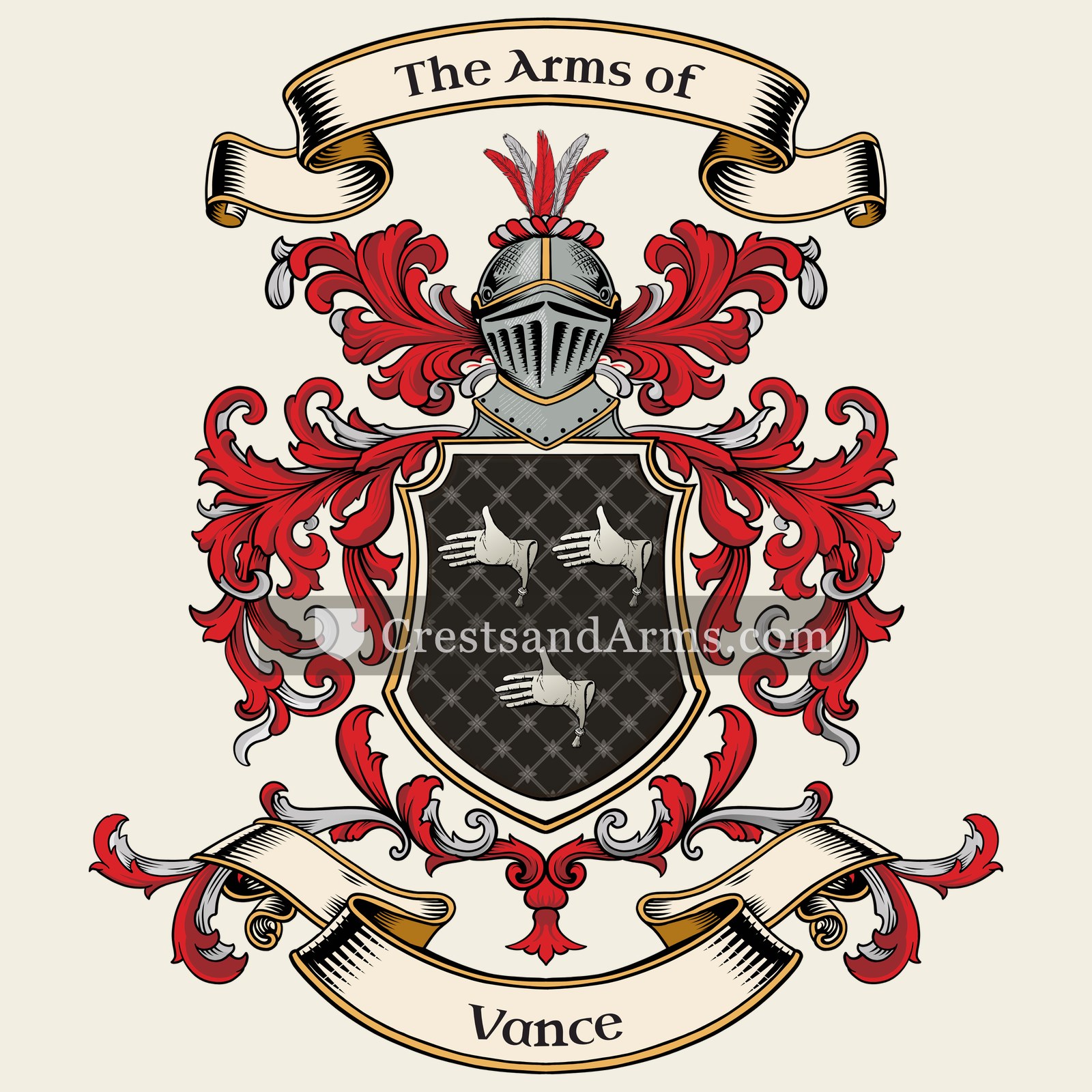 The Vance coat of arms, drawn from the recorded blazon