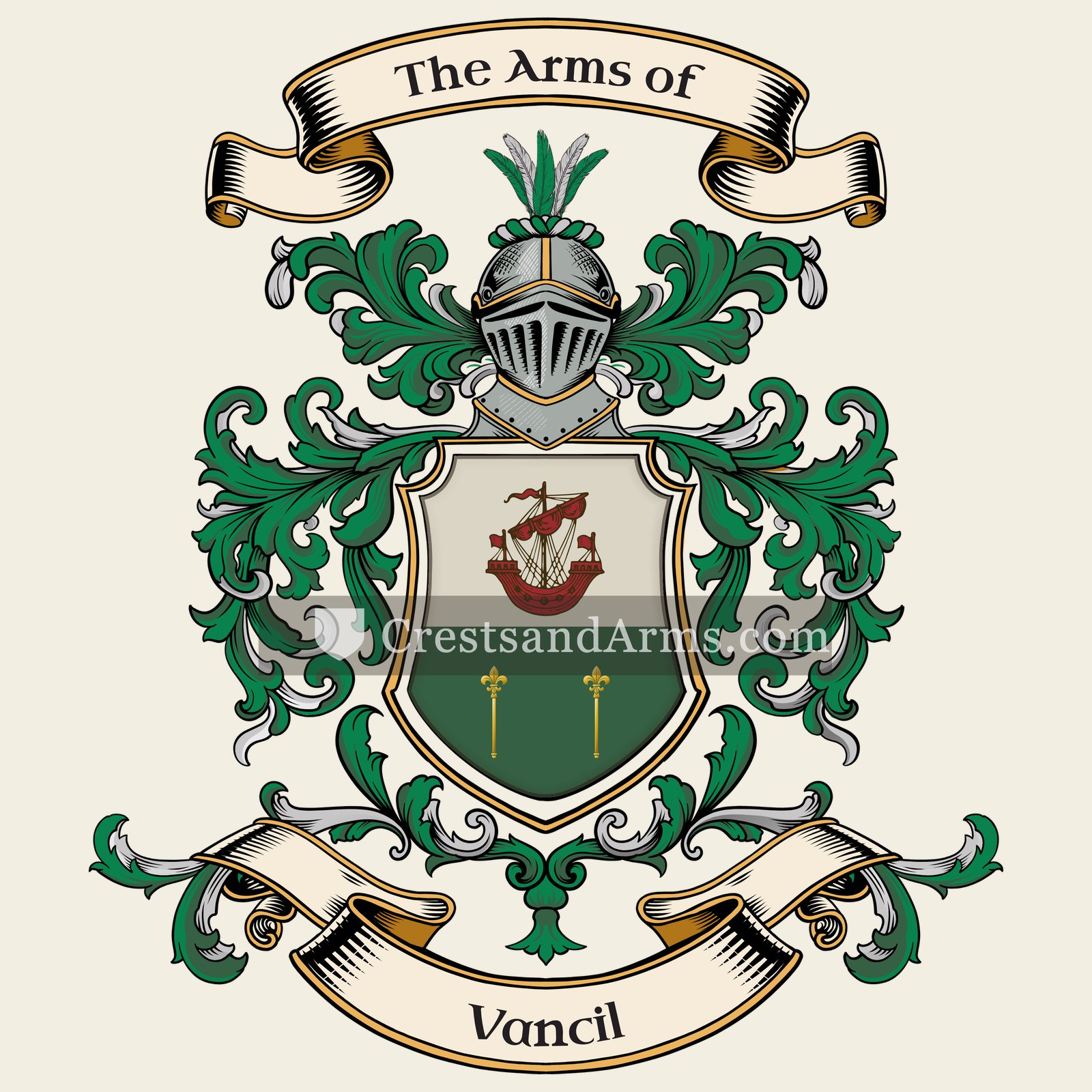 The Vancil coat of arms, drawn from the recorded blazon