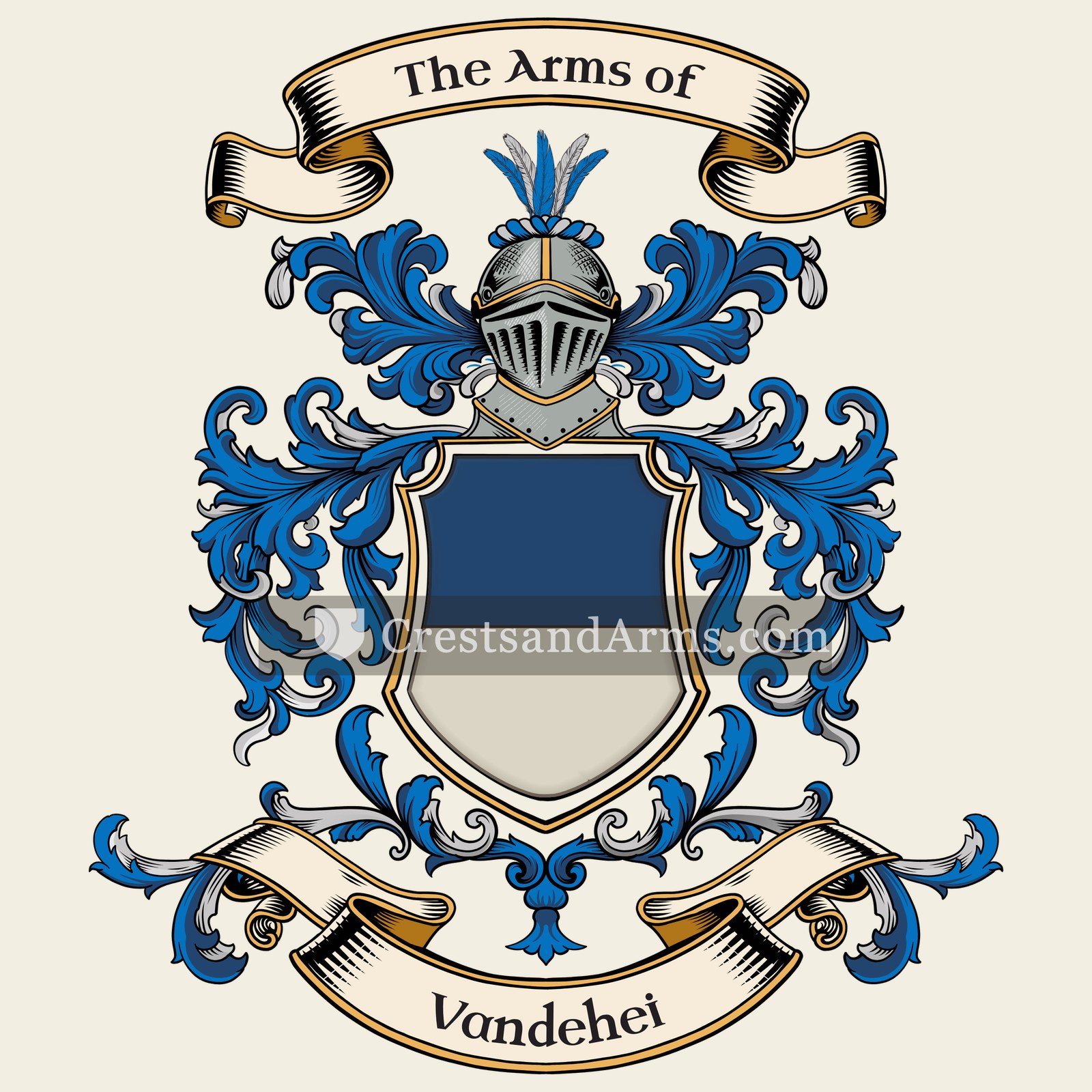 The Vandehei coat of arms, drawn from the recorded blazon