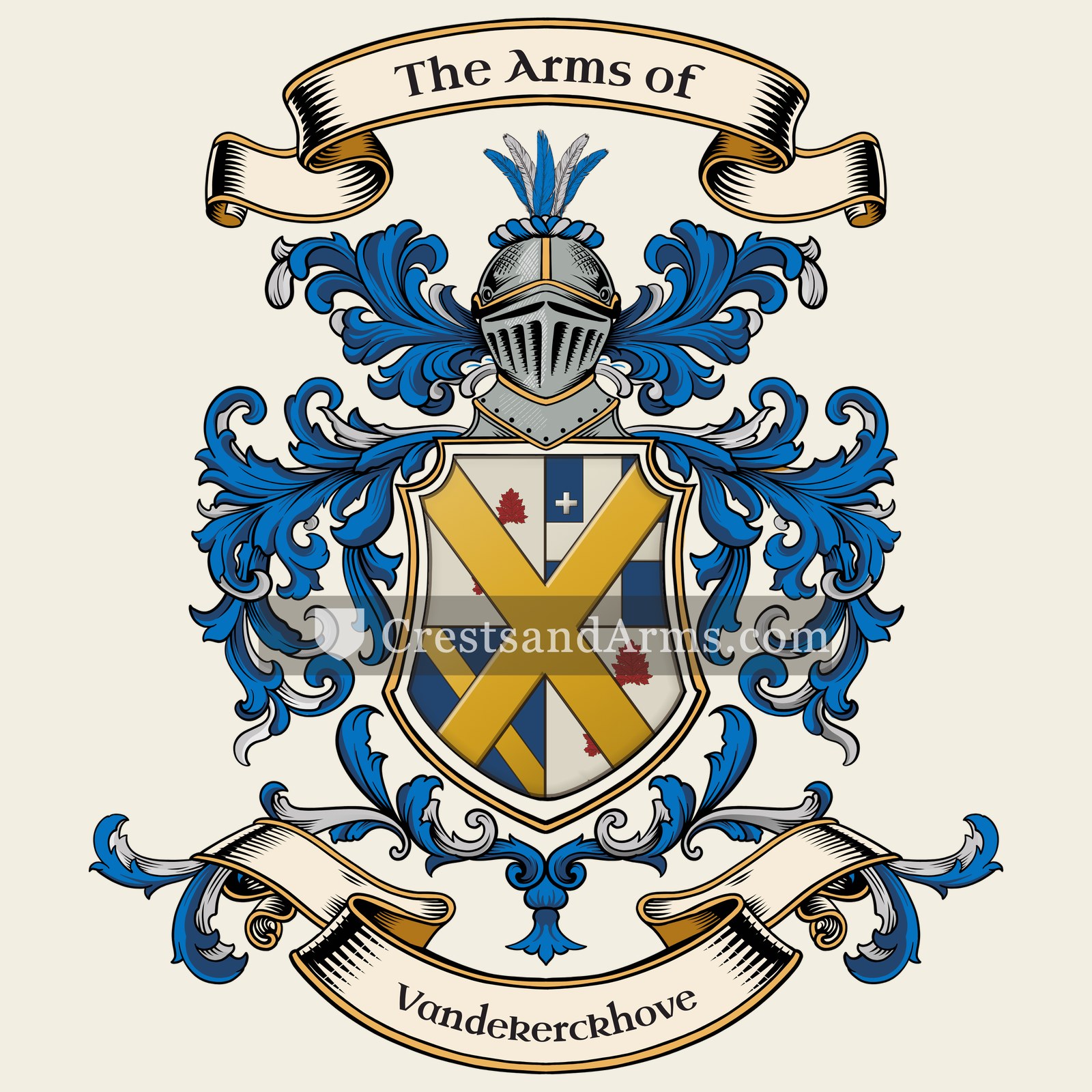 The Vandekerckhove coat of arms, drawn from the recorded blazon