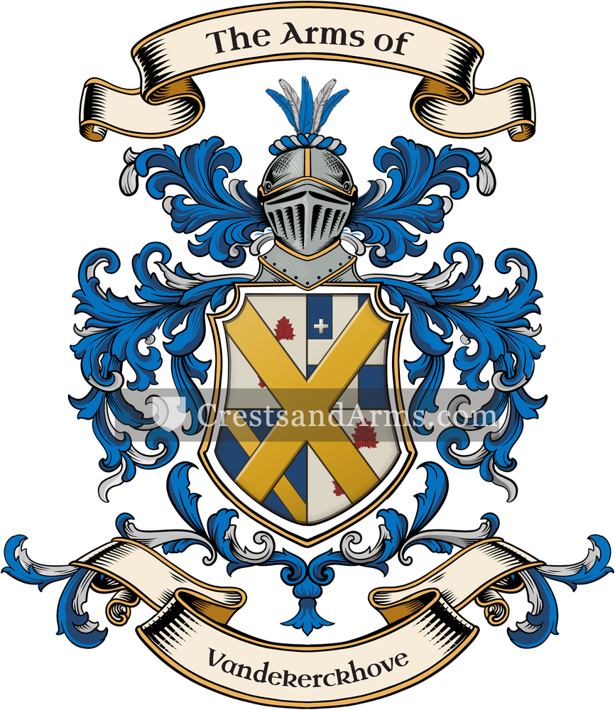 The Vandekerckhove coat of arms, drawn from the recorded blazon