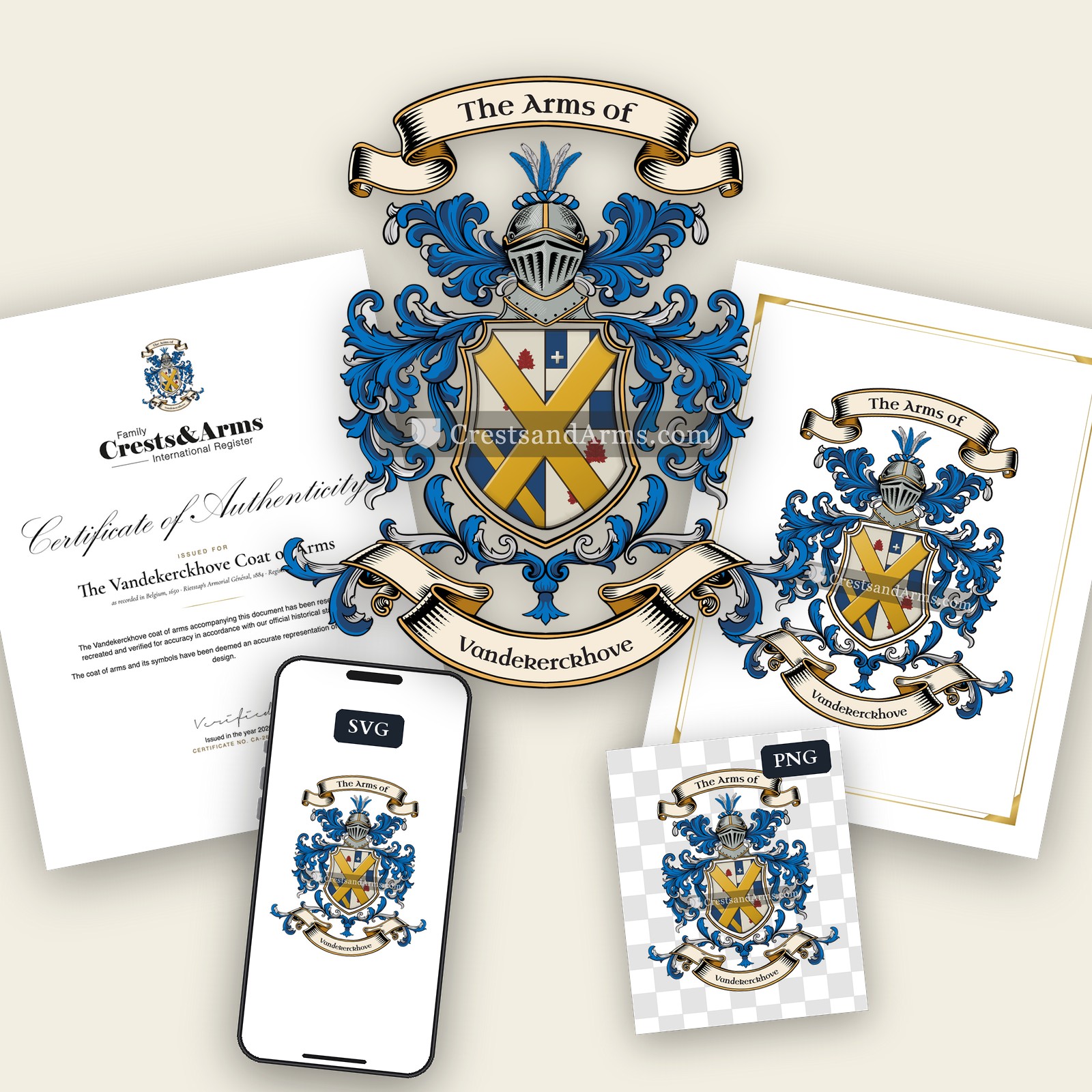 The Vandekerckhove arms on the coat of arms — digital pack