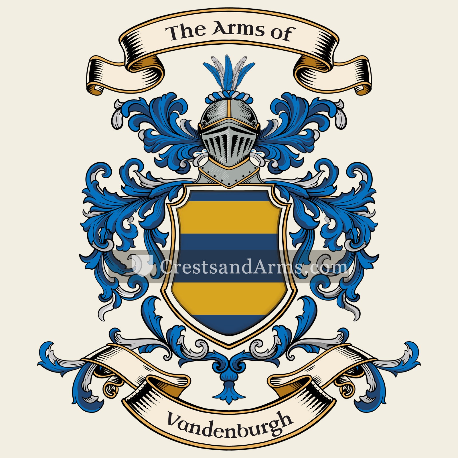 The Vandenburgh coat of arms, drawn from the recorded blazon