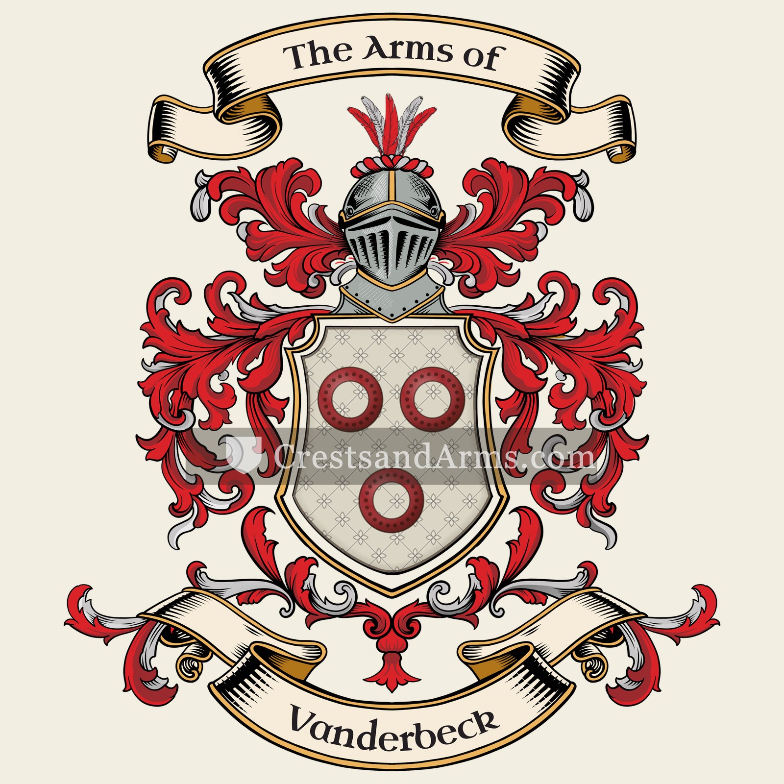 The Vanderbeck coat of arms, drawn from the recorded blazon