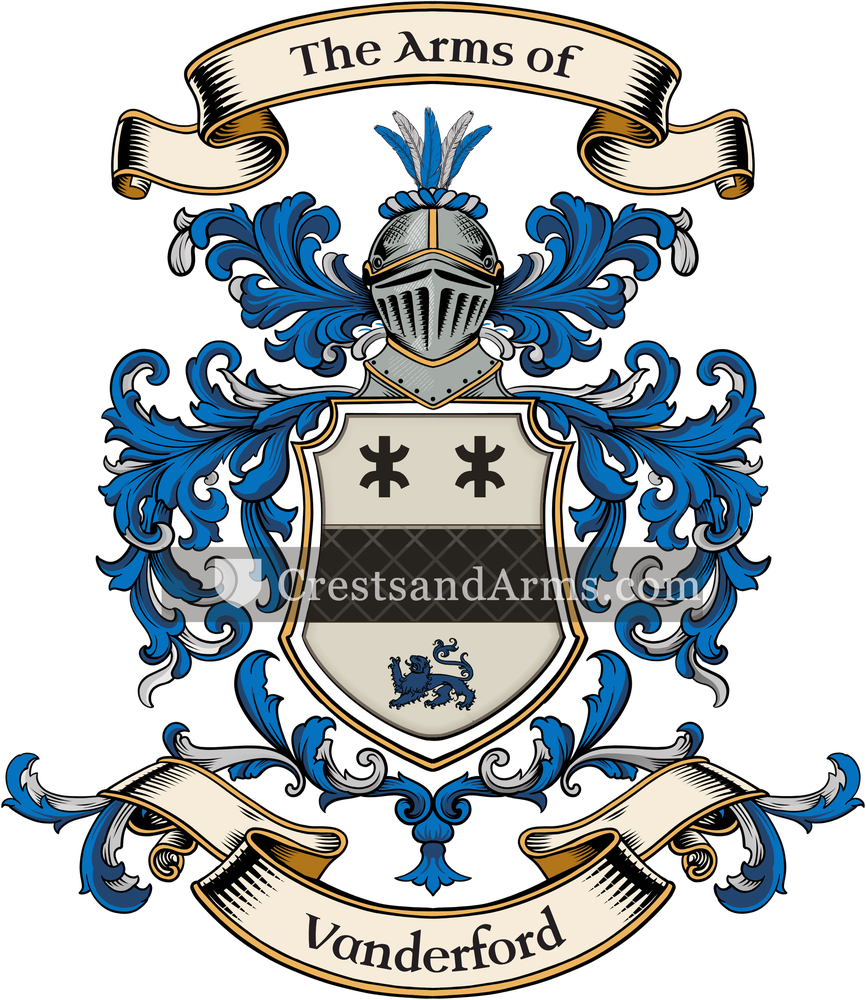 The Vanderford coat of arms, drawn from the recorded blazon