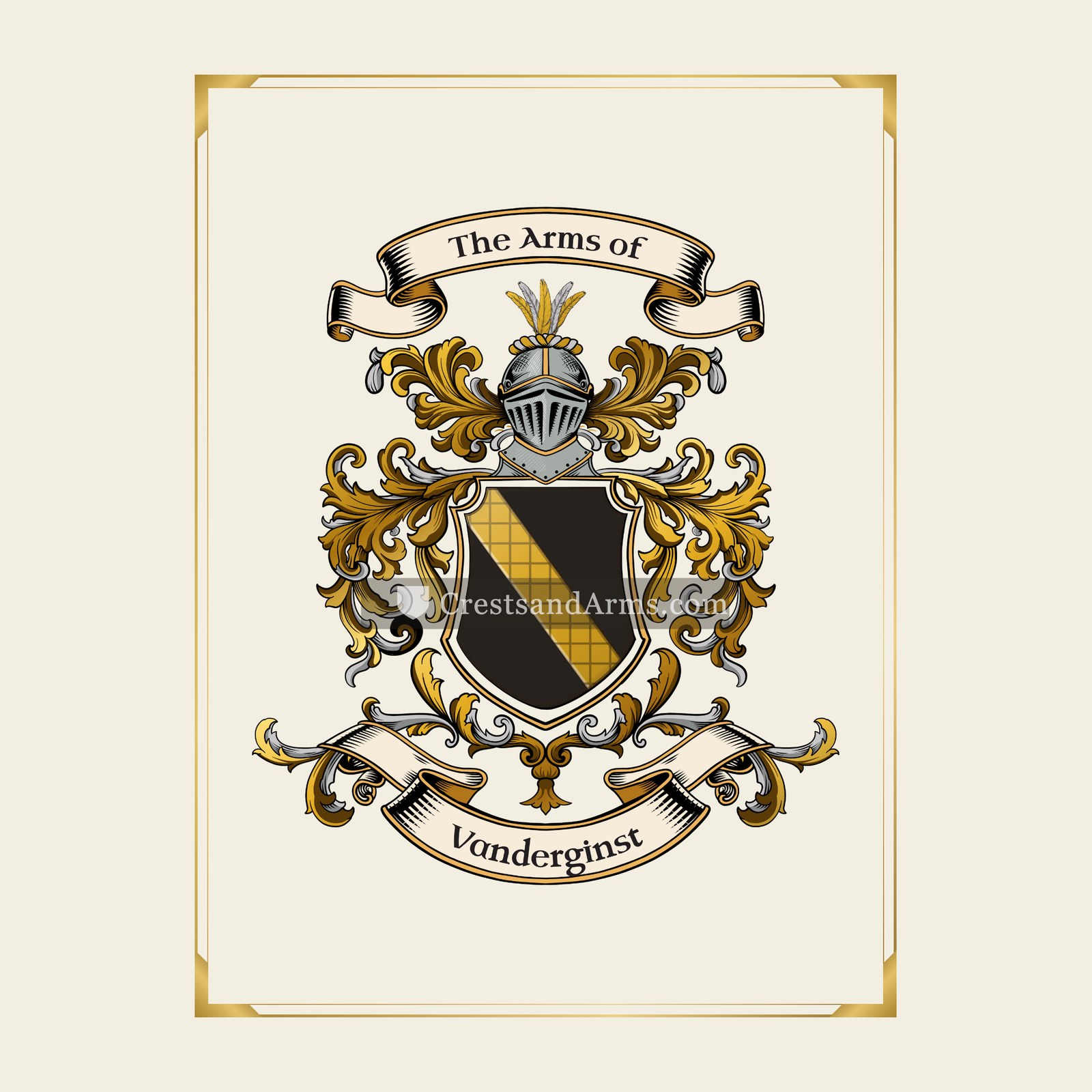With gold border
