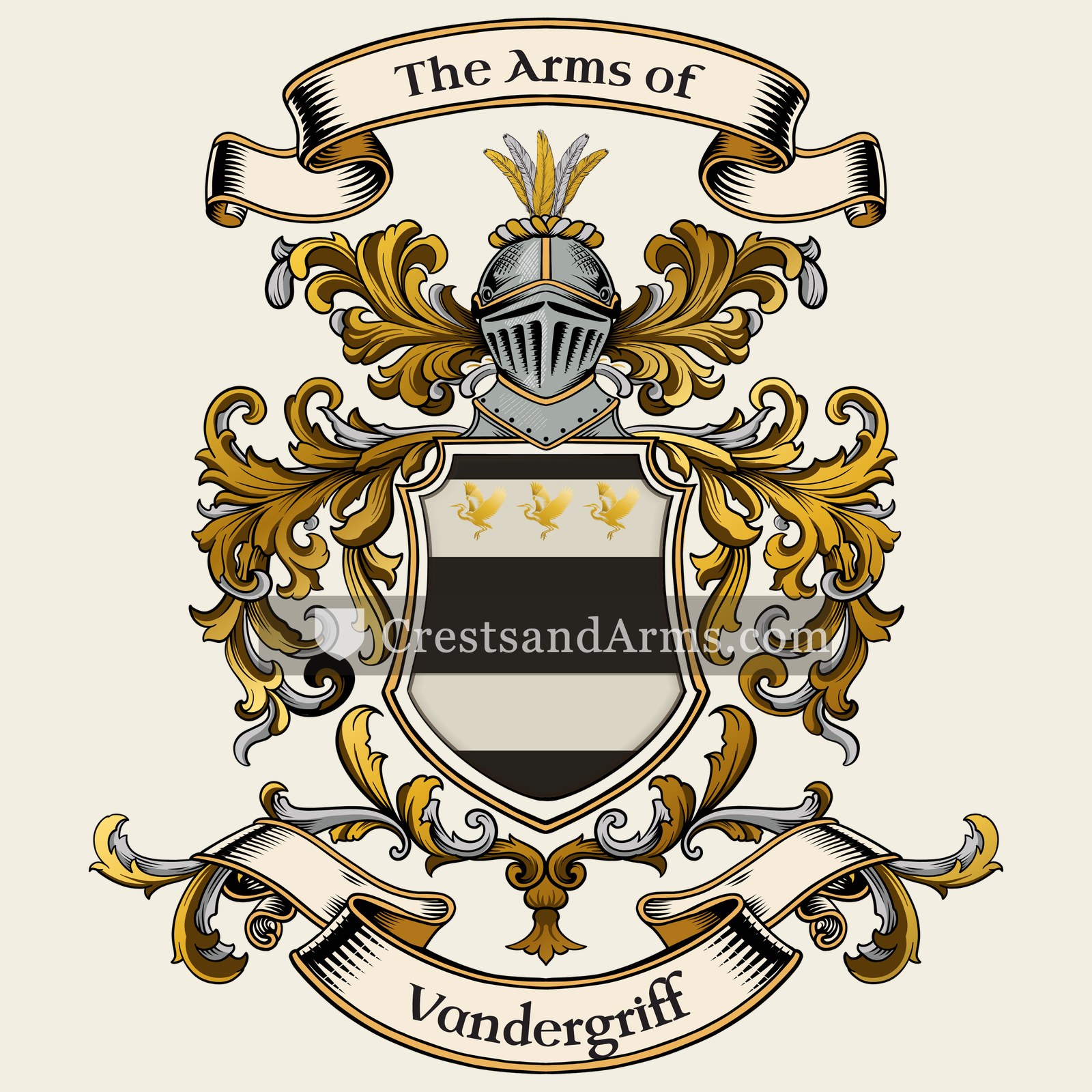 The Vandergriff coat of arms, drawn from the recorded blazon