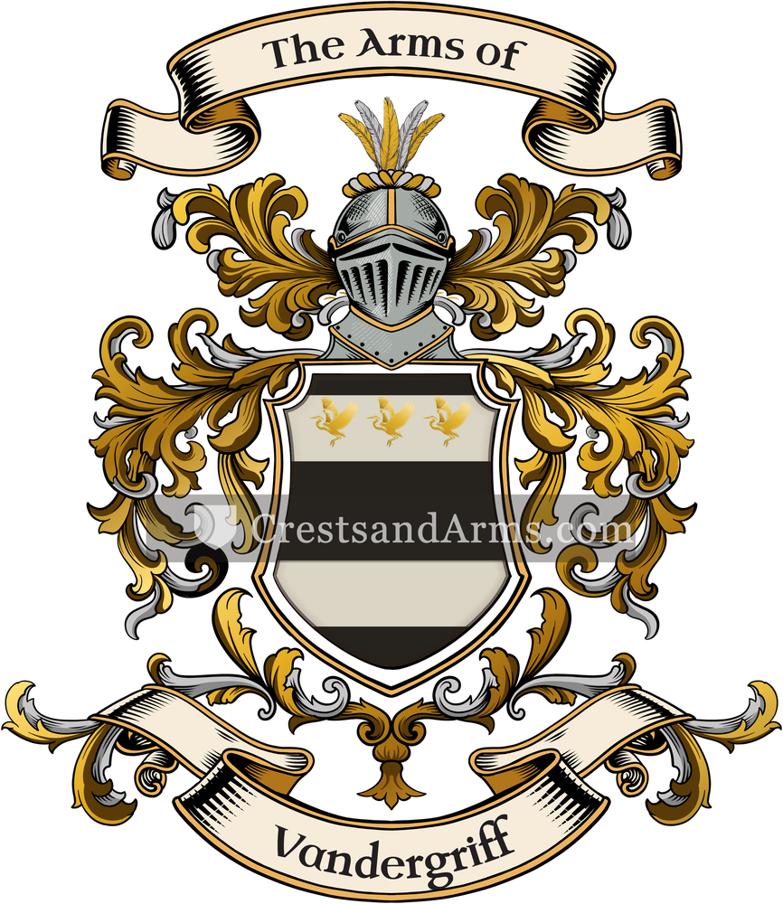 The Vandergriff coat of arms, drawn from the recorded blazon