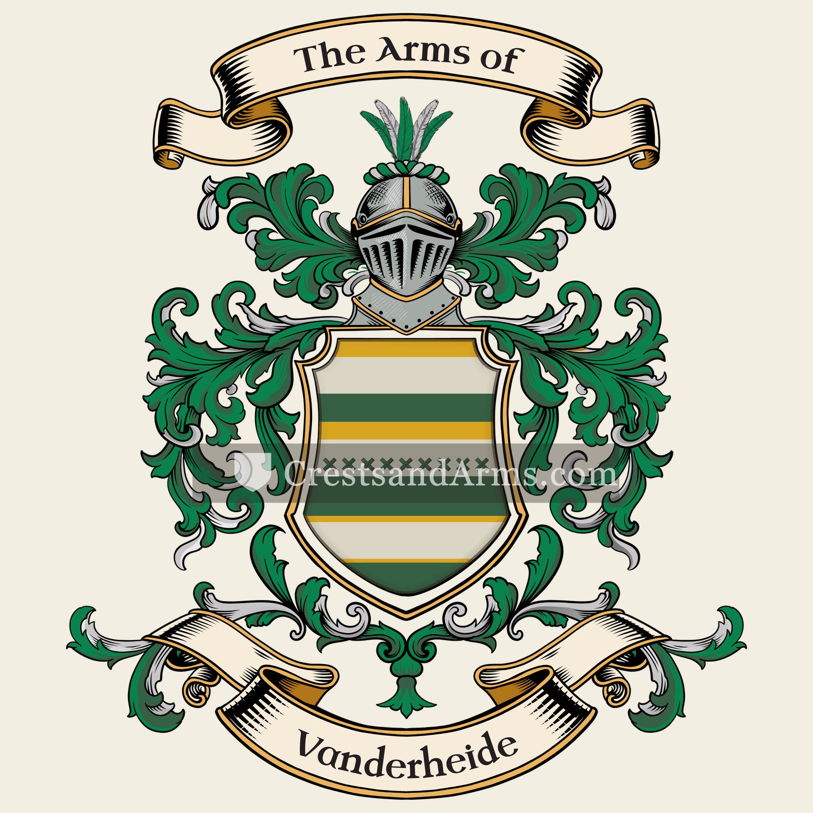 The Vanderheide coat of arms, drawn from the recorded blazon