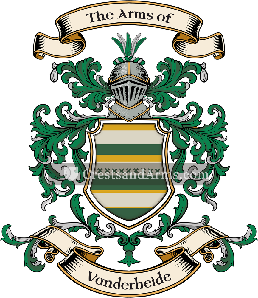 The Vanderheide coat of arms, drawn from the recorded blazon