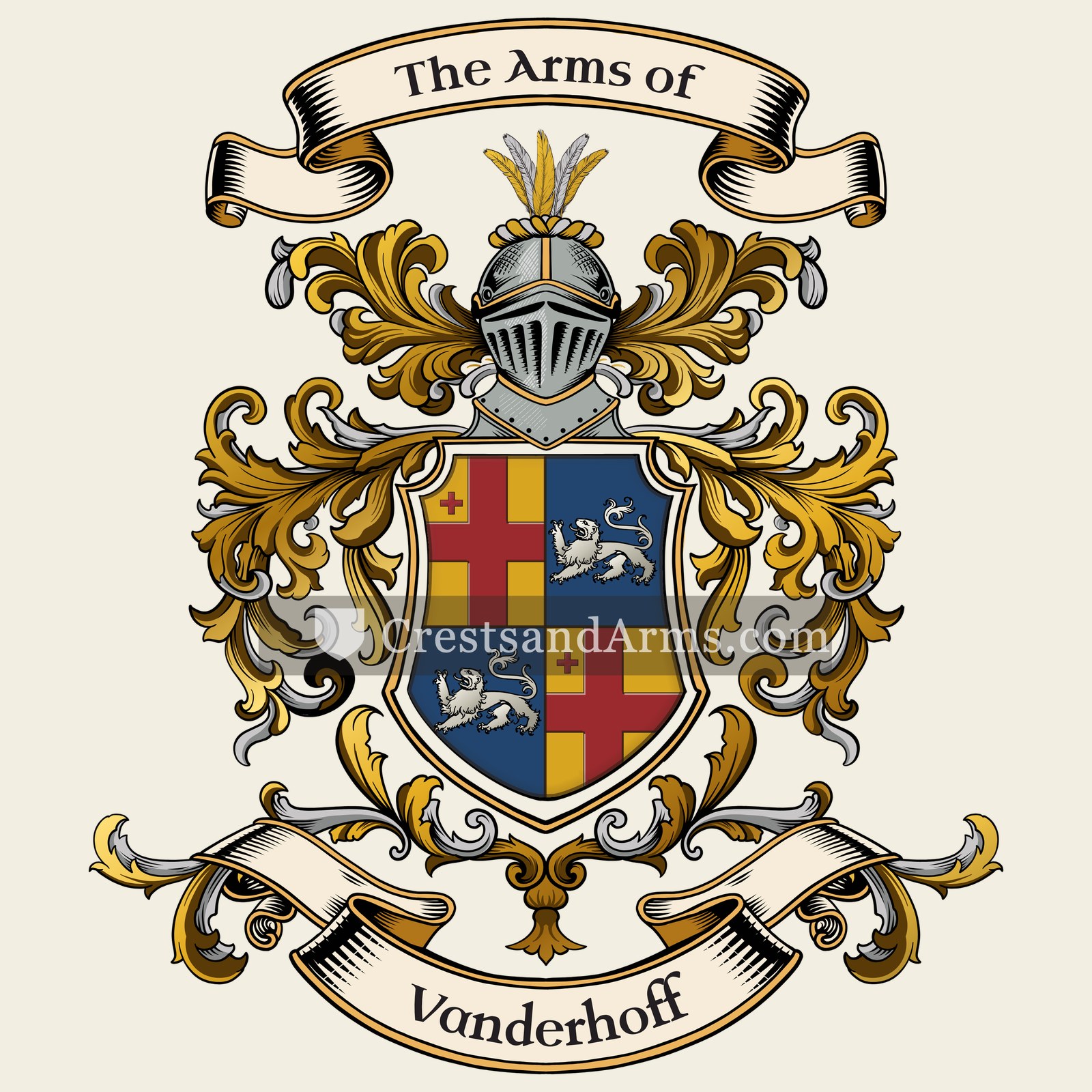 The Vanderhoff coat of arms, drawn from the recorded blazon