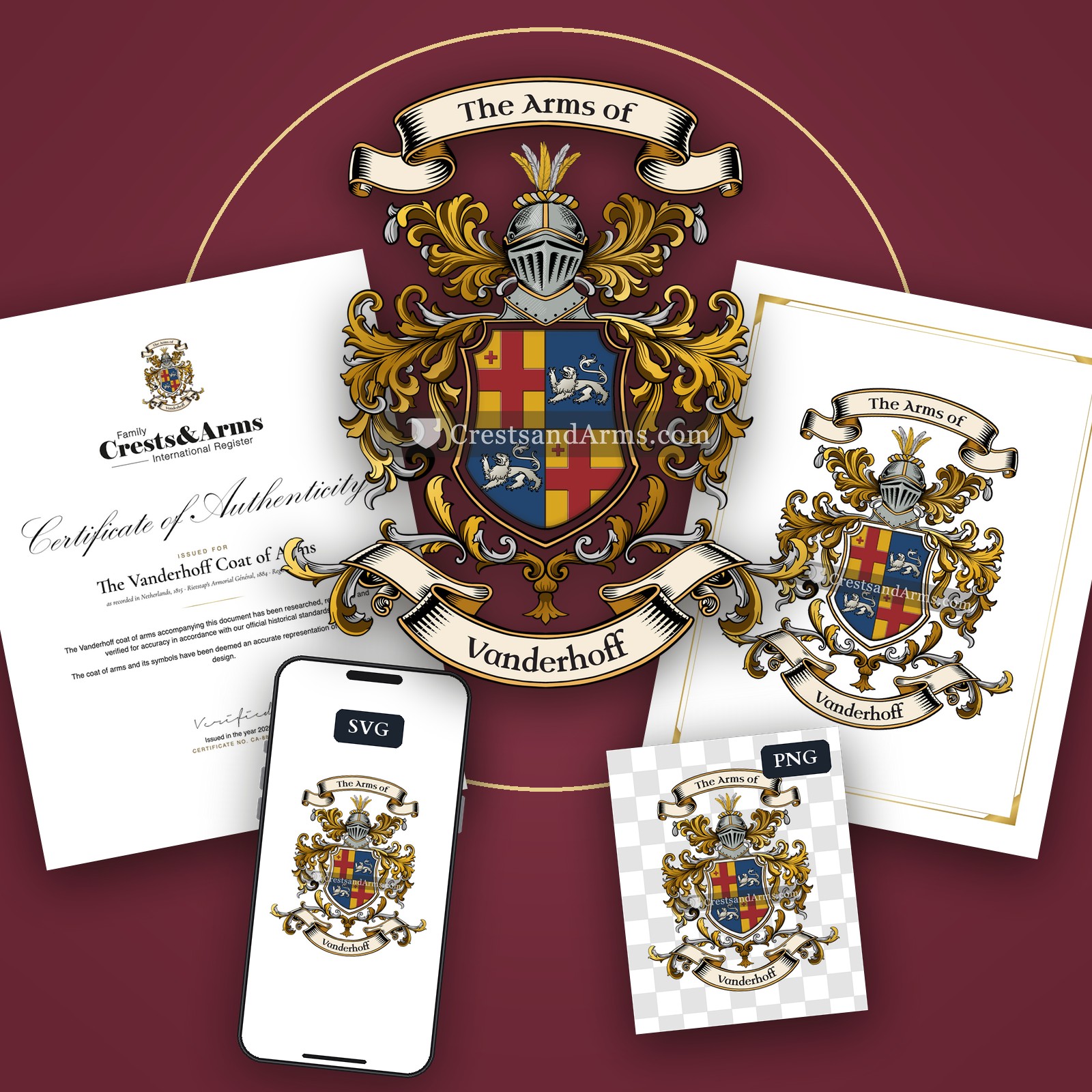 The Vanderhoff arms on the coat of arms — digital pack