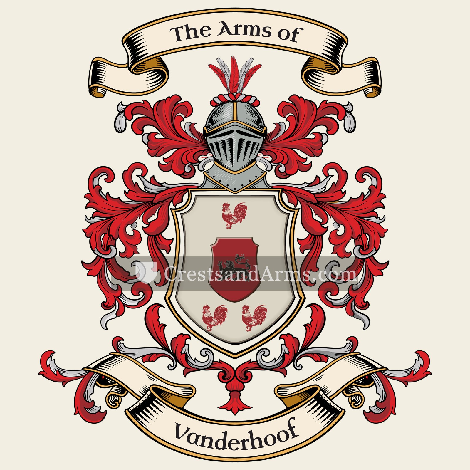 The Vanderhoof coat of arms, drawn from the recorded blazon