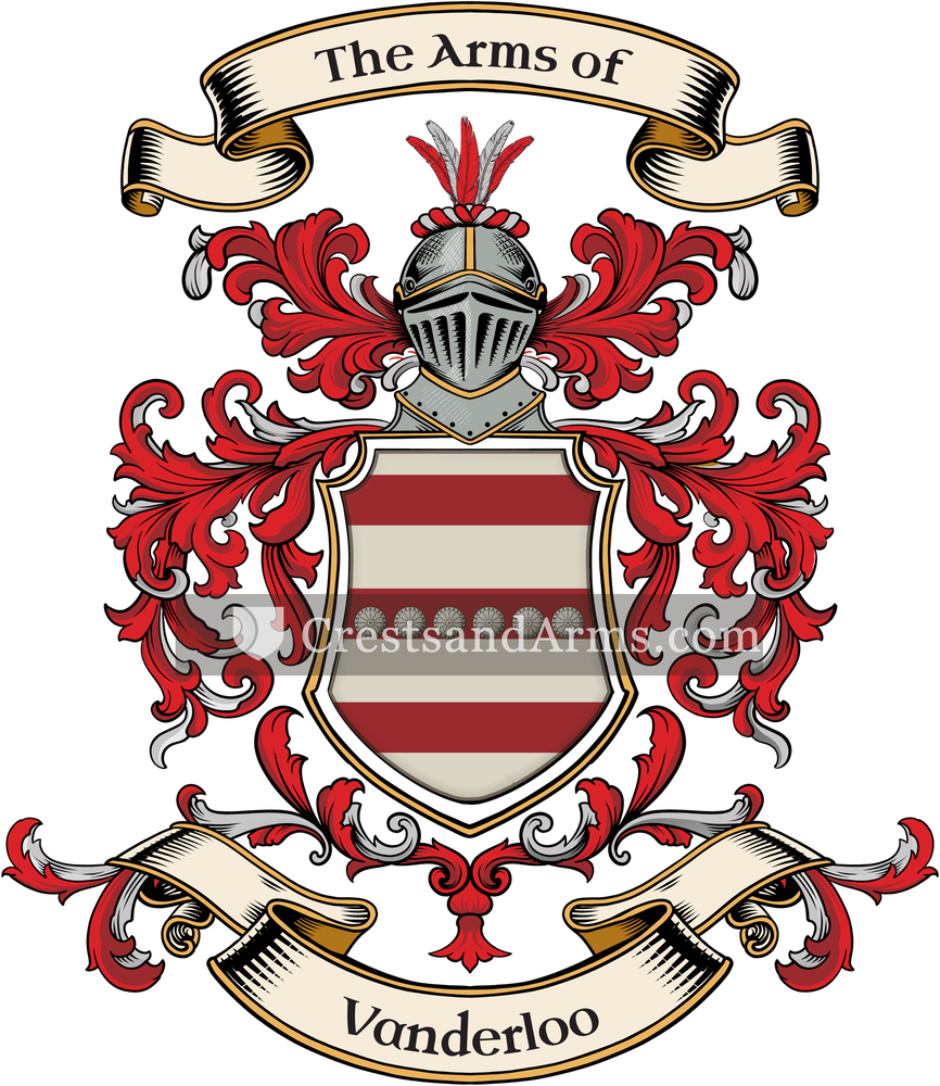 The Vanderloo coat of arms, drawn from the recorded blazon