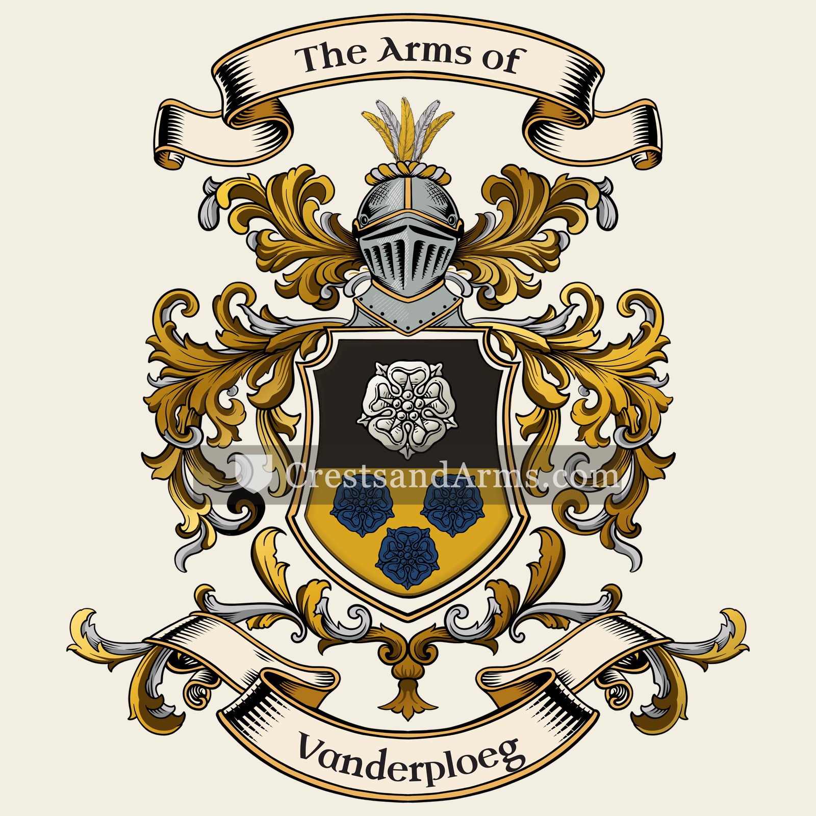 The Vanderploeg coat of arms, drawn from the recorded blazon
