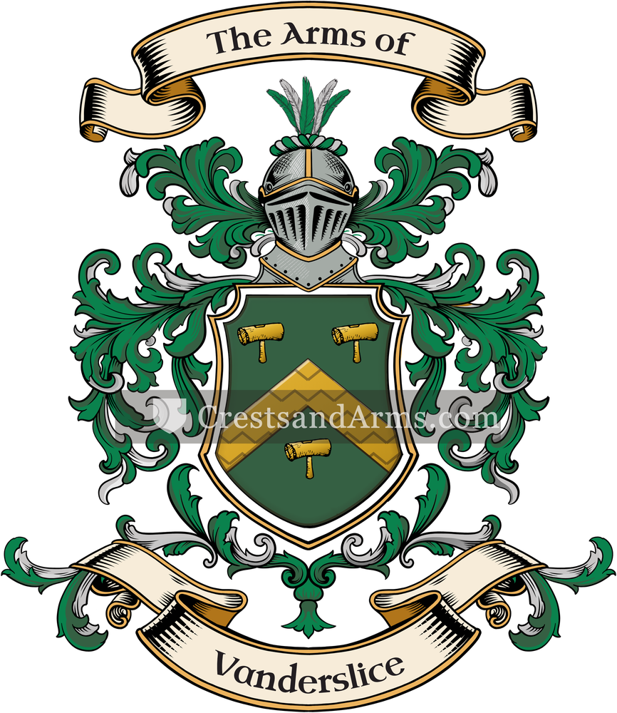 The Vanderslice coat of arms, drawn from the recorded blazon