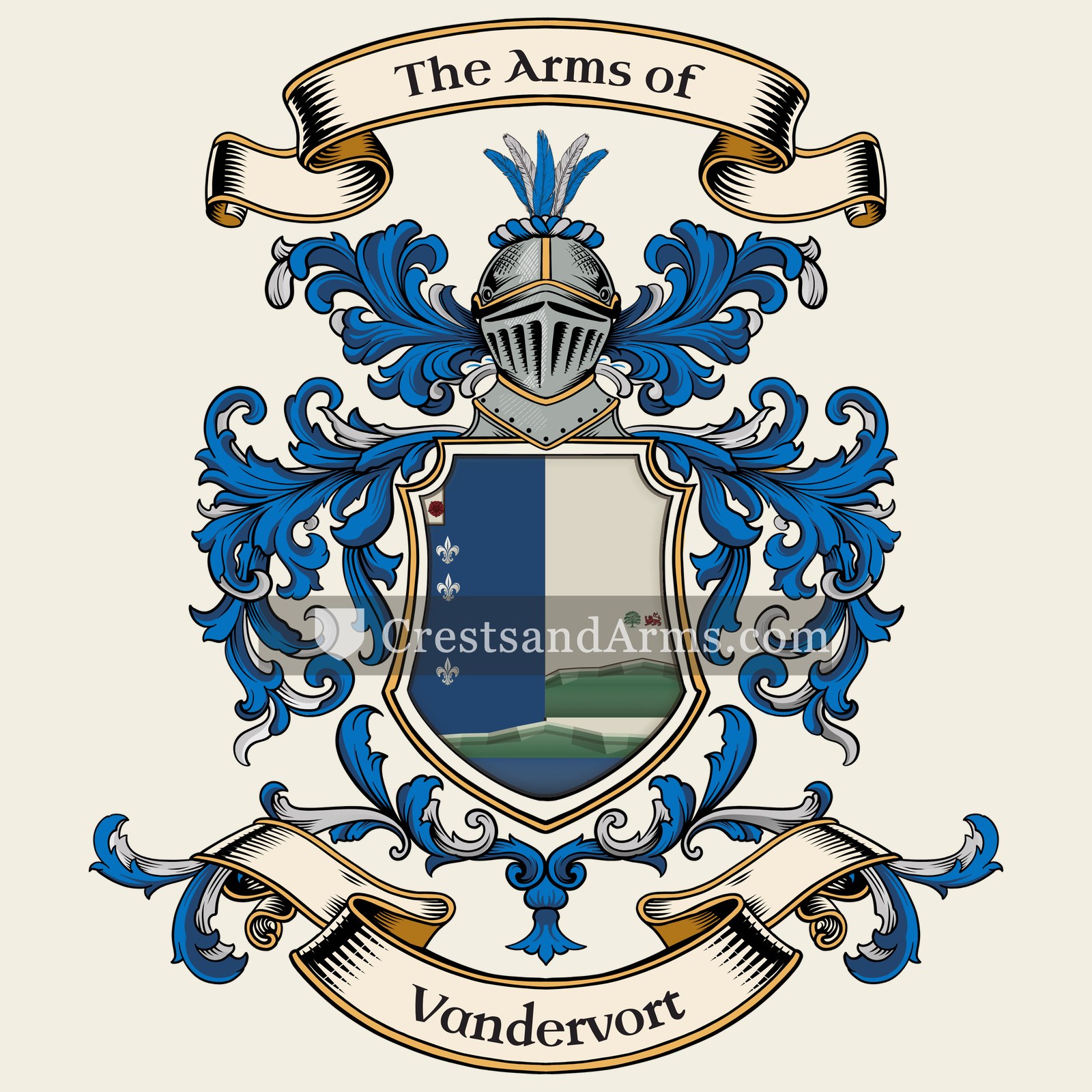The Vandervort coat of arms, drawn from the recorded blazon