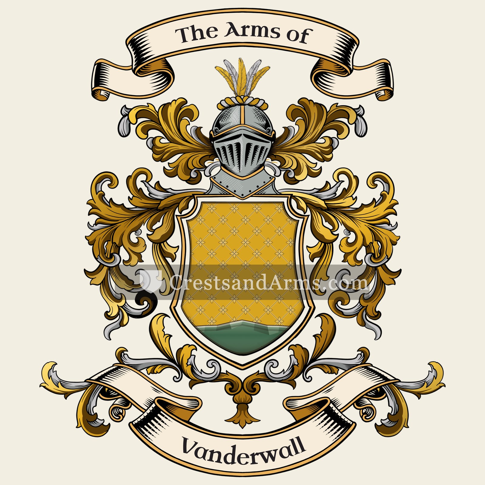 The Vanderwall coat of arms, drawn from the recorded blazon