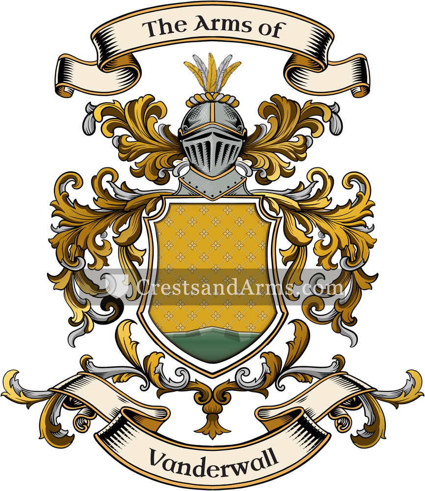 The Vanderwall coat of arms, drawn from the recorded blazon