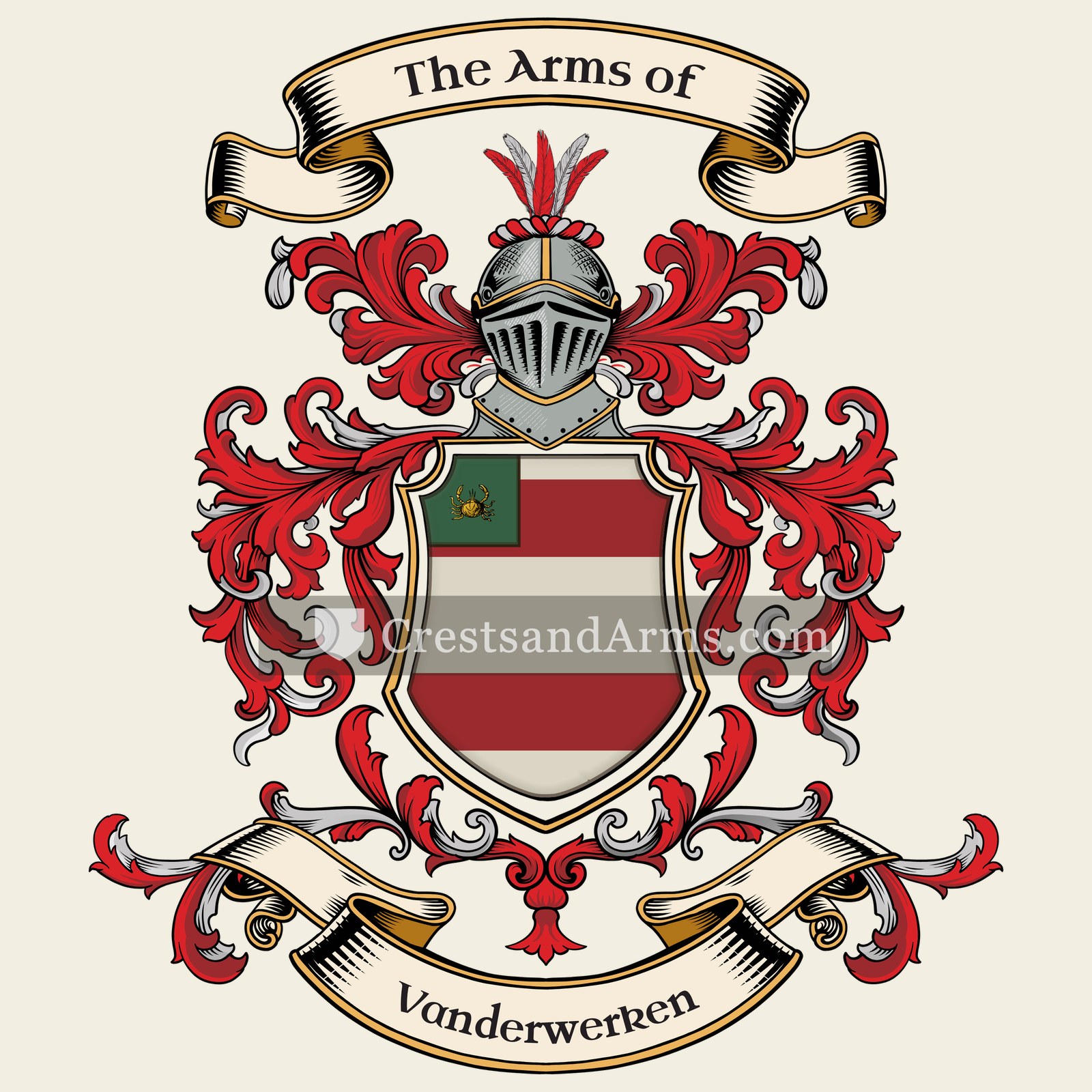 The Vanderwerken coat of arms, drawn from the recorded blazon