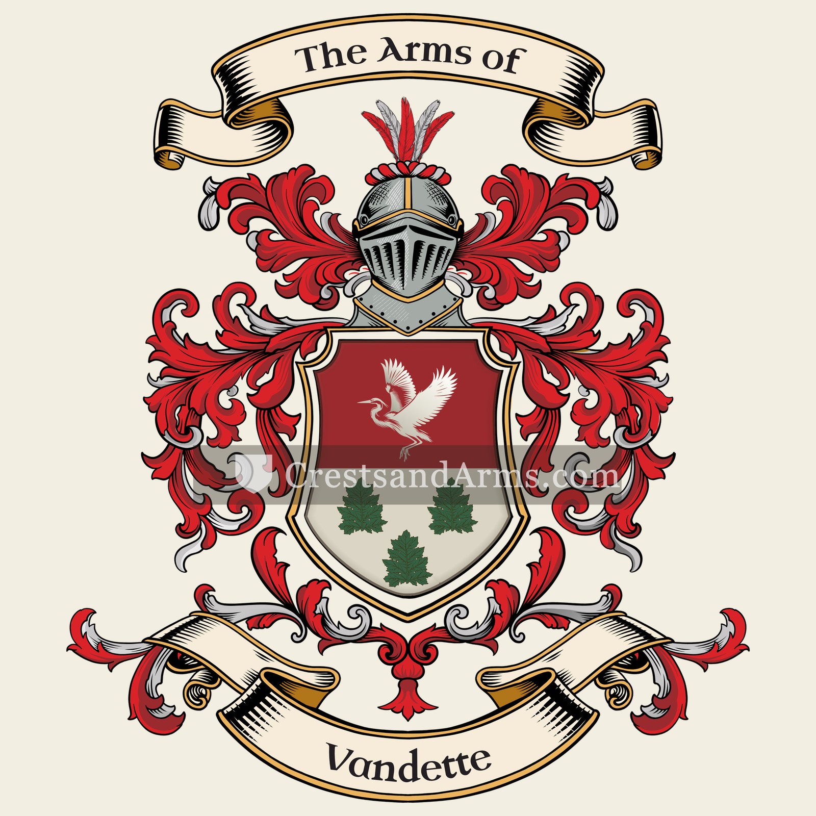 The Vandette coat of arms, drawn from the recorded blazon