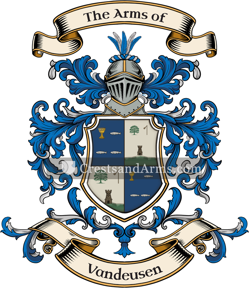 The Vandeusen coat of arms, drawn from the recorded blazon