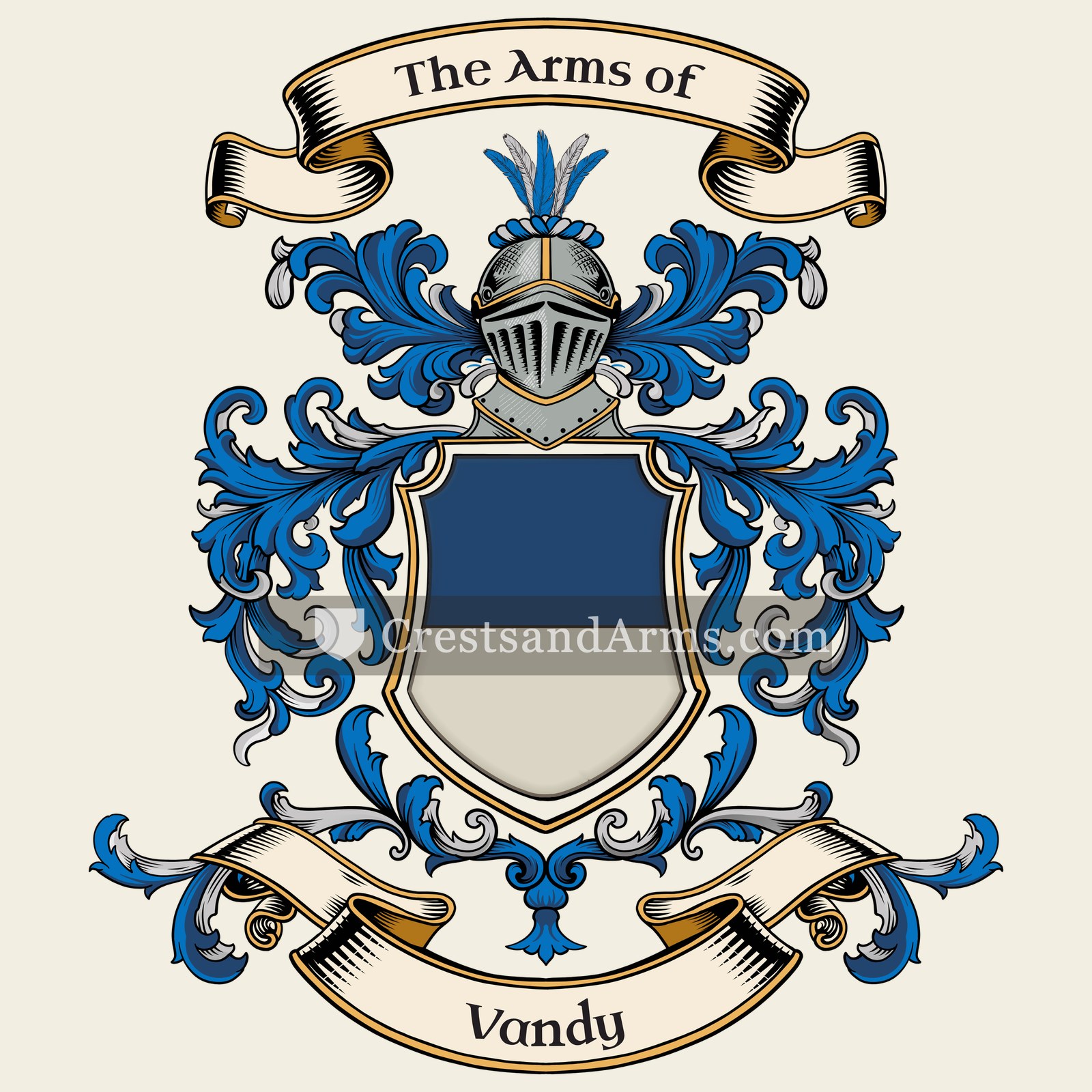 The Vandy coat of arms, drawn from the recorded blazon