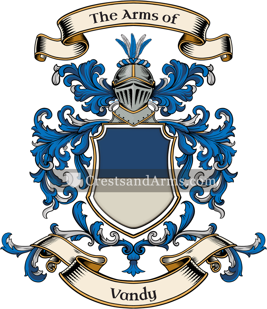 The Vandy coat of arms, drawn from the recorded blazon