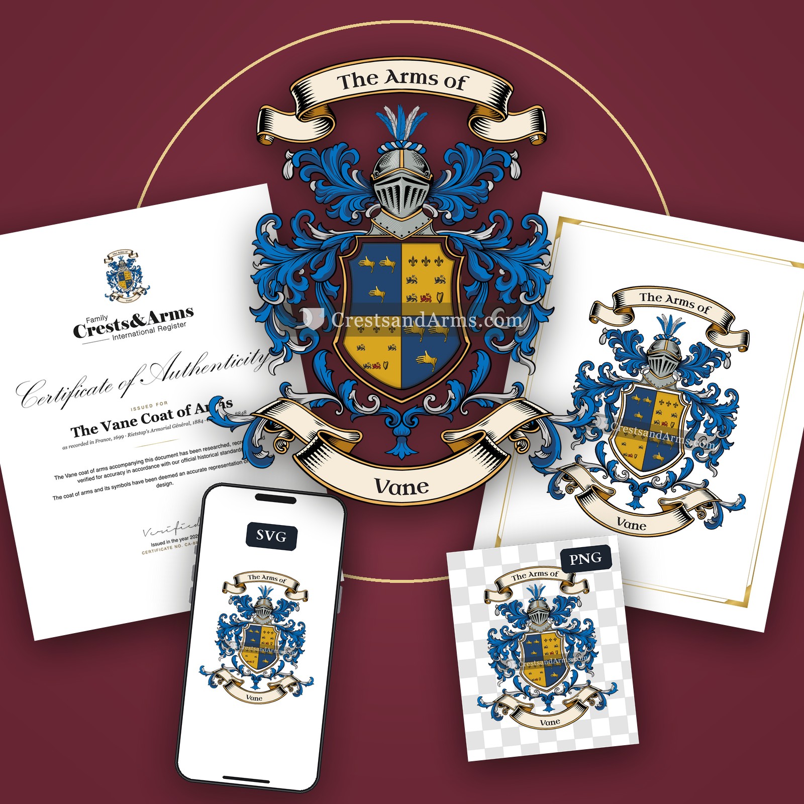 The Vane arms on the coat of arms — digital pack
