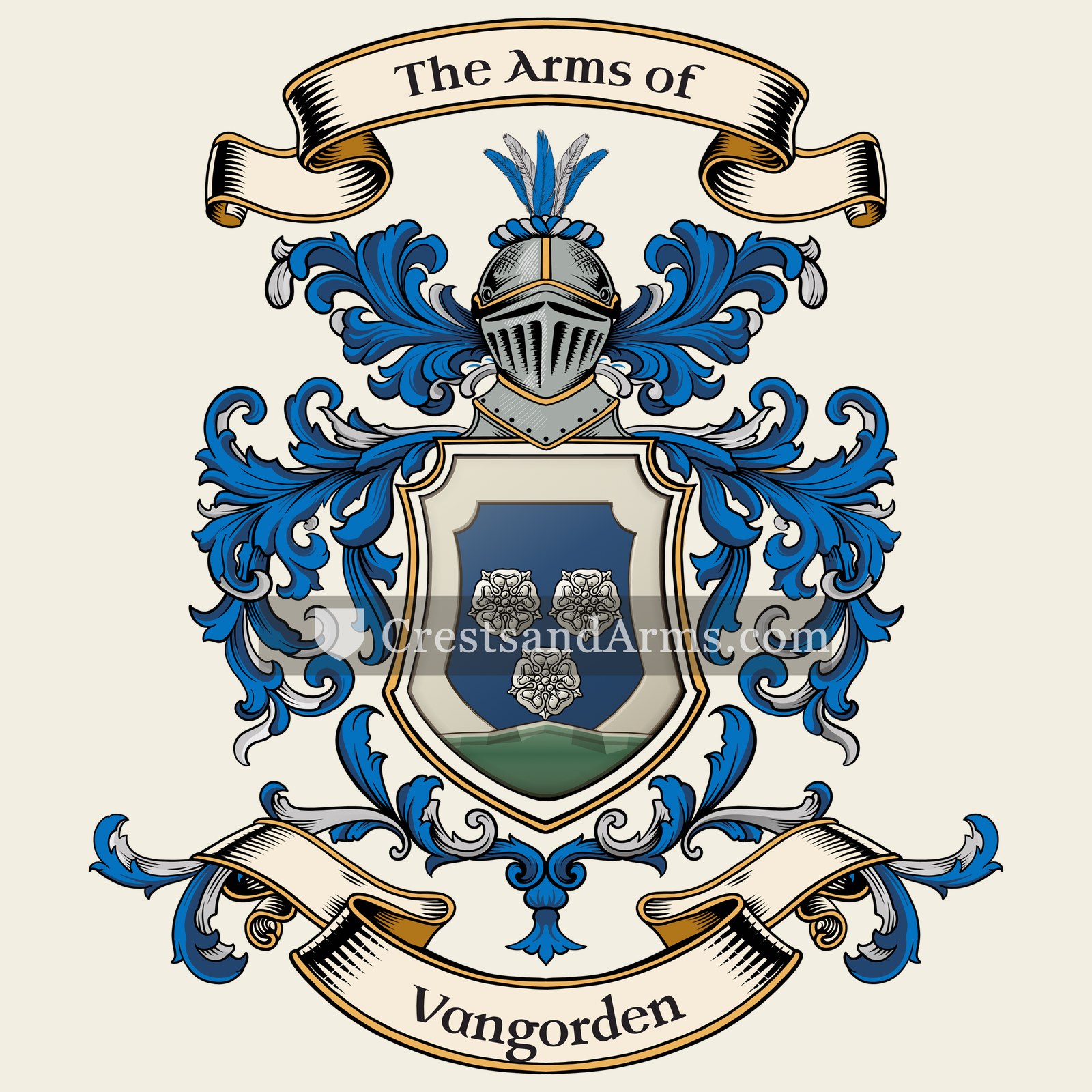 The Vangorden coat of arms, drawn from the recorded blazon