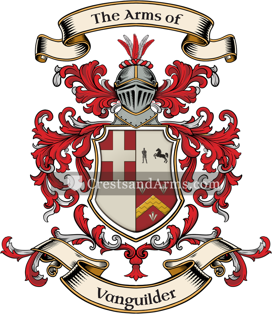 The Vanguilder coat of arms, drawn from the recorded blazon