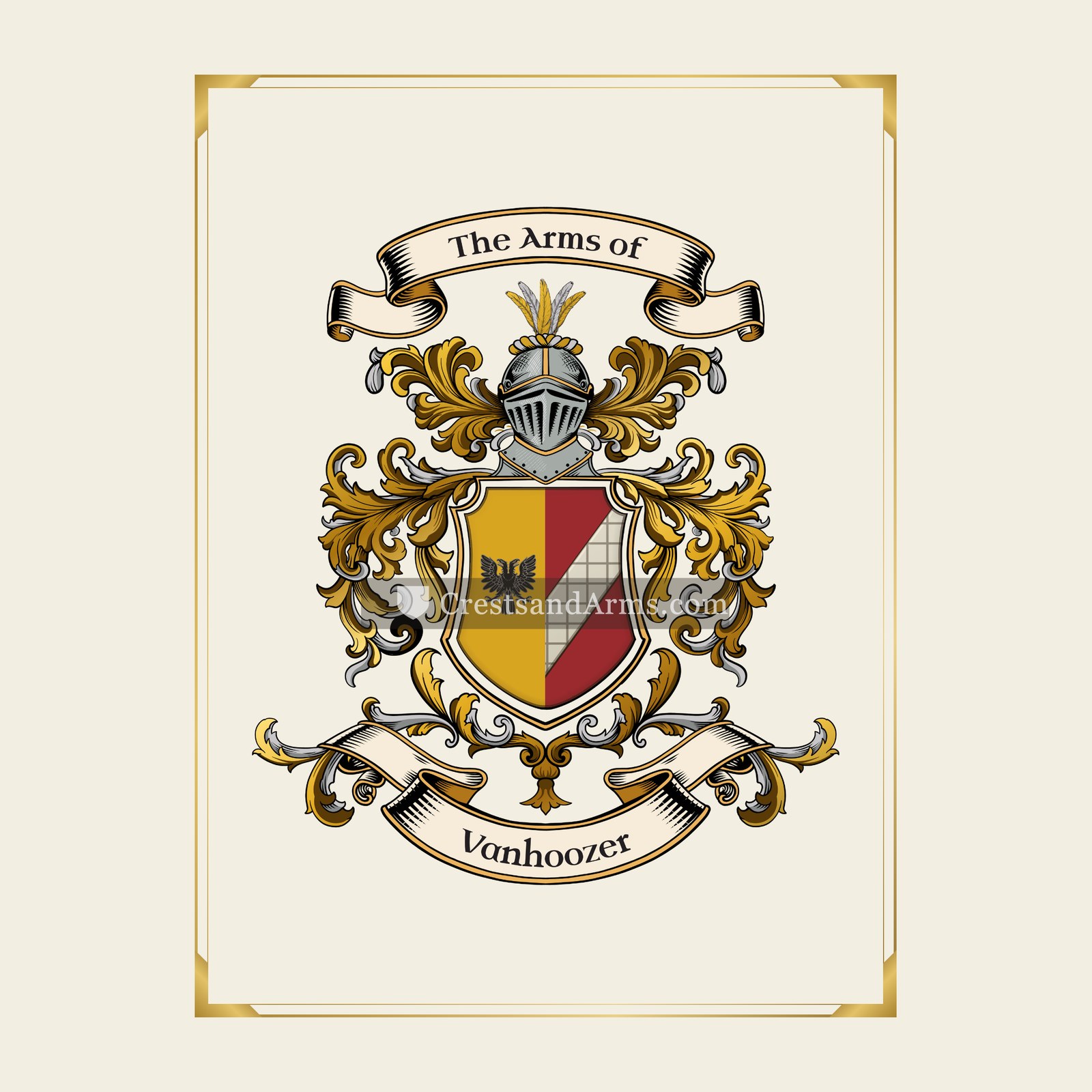 With gold border