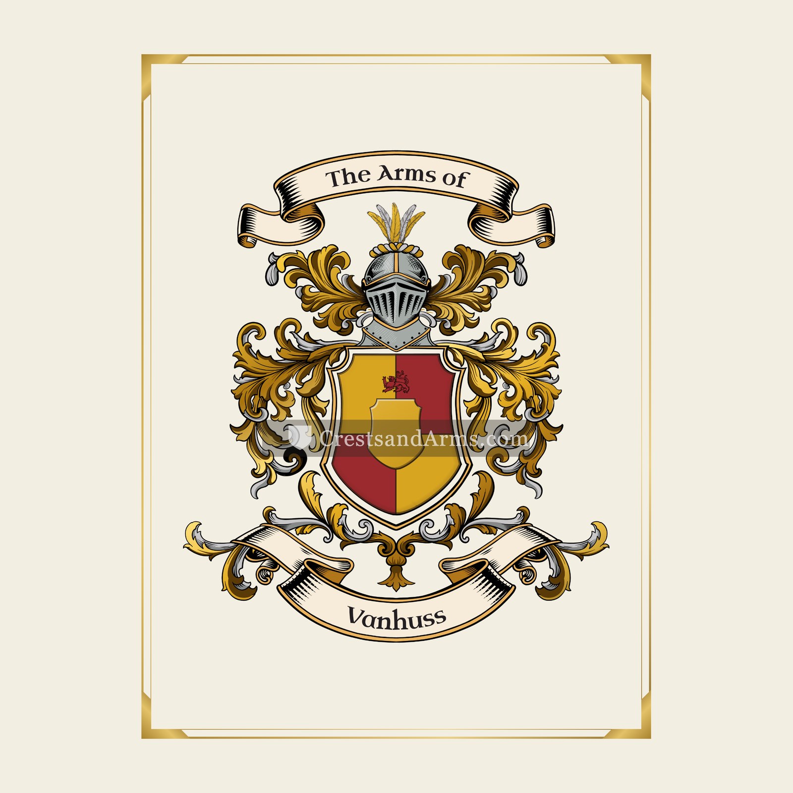 With gold border