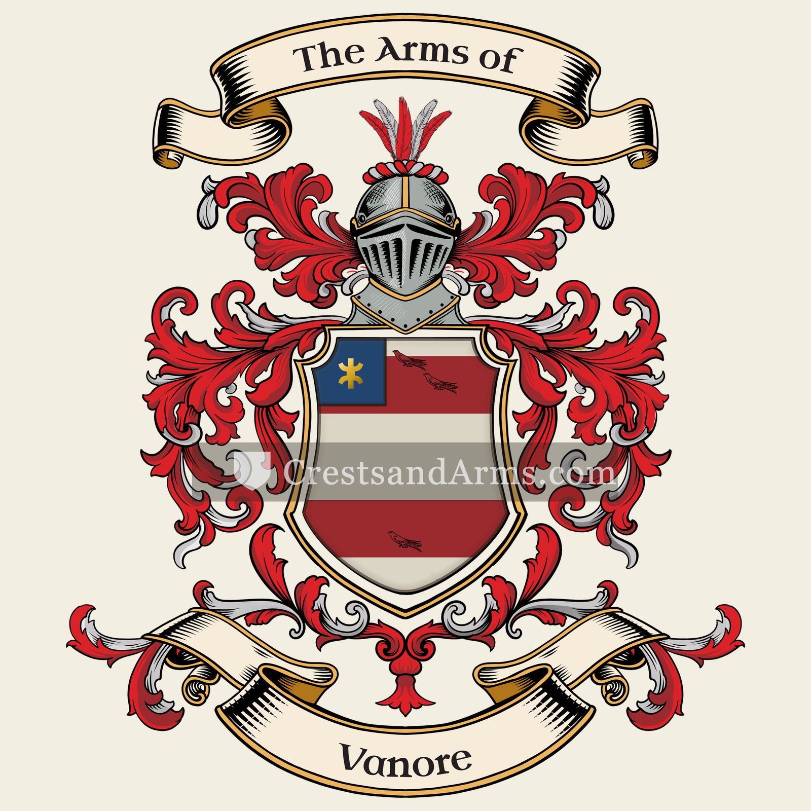 The Vanore coat of arms, drawn from the recorded blazon