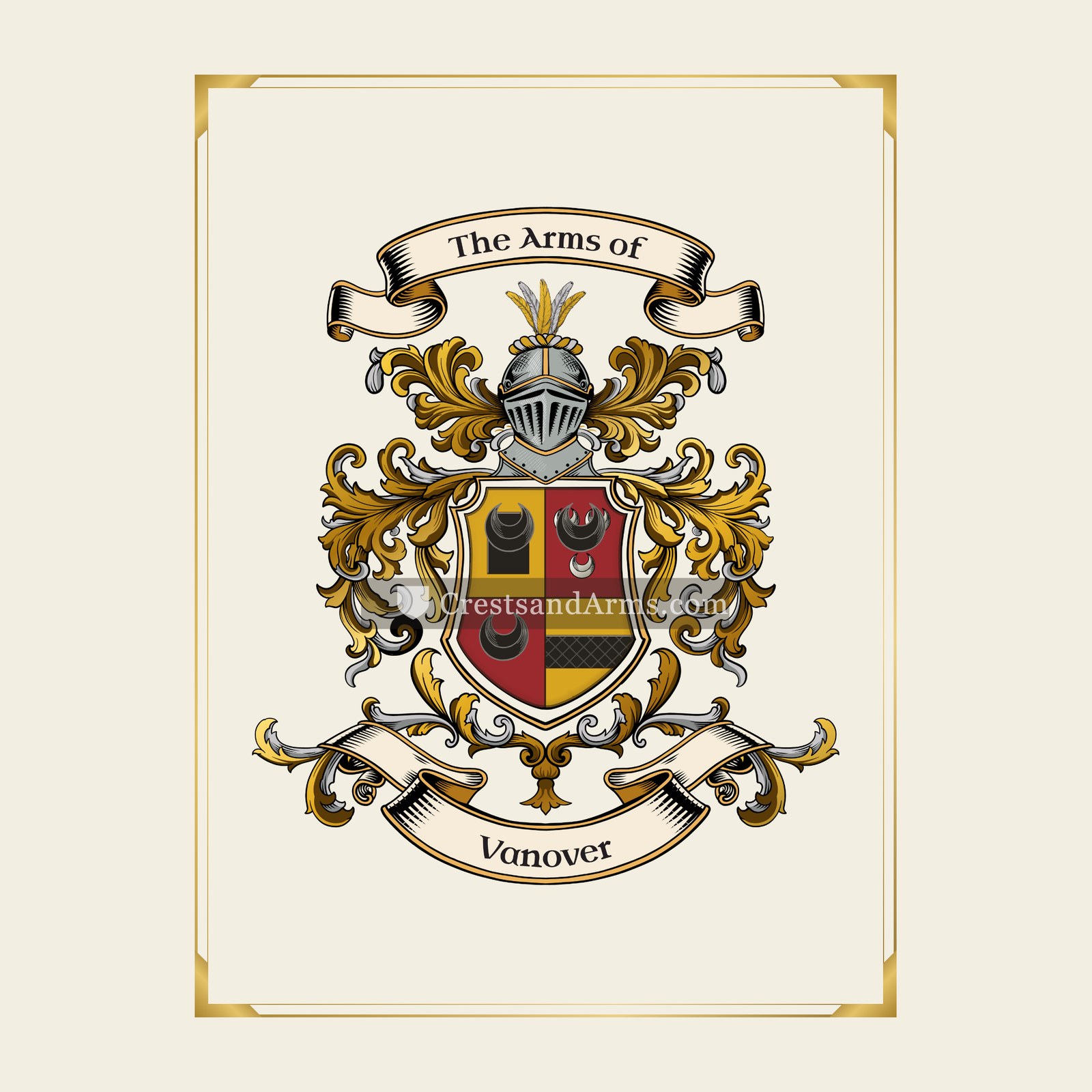 With gold border