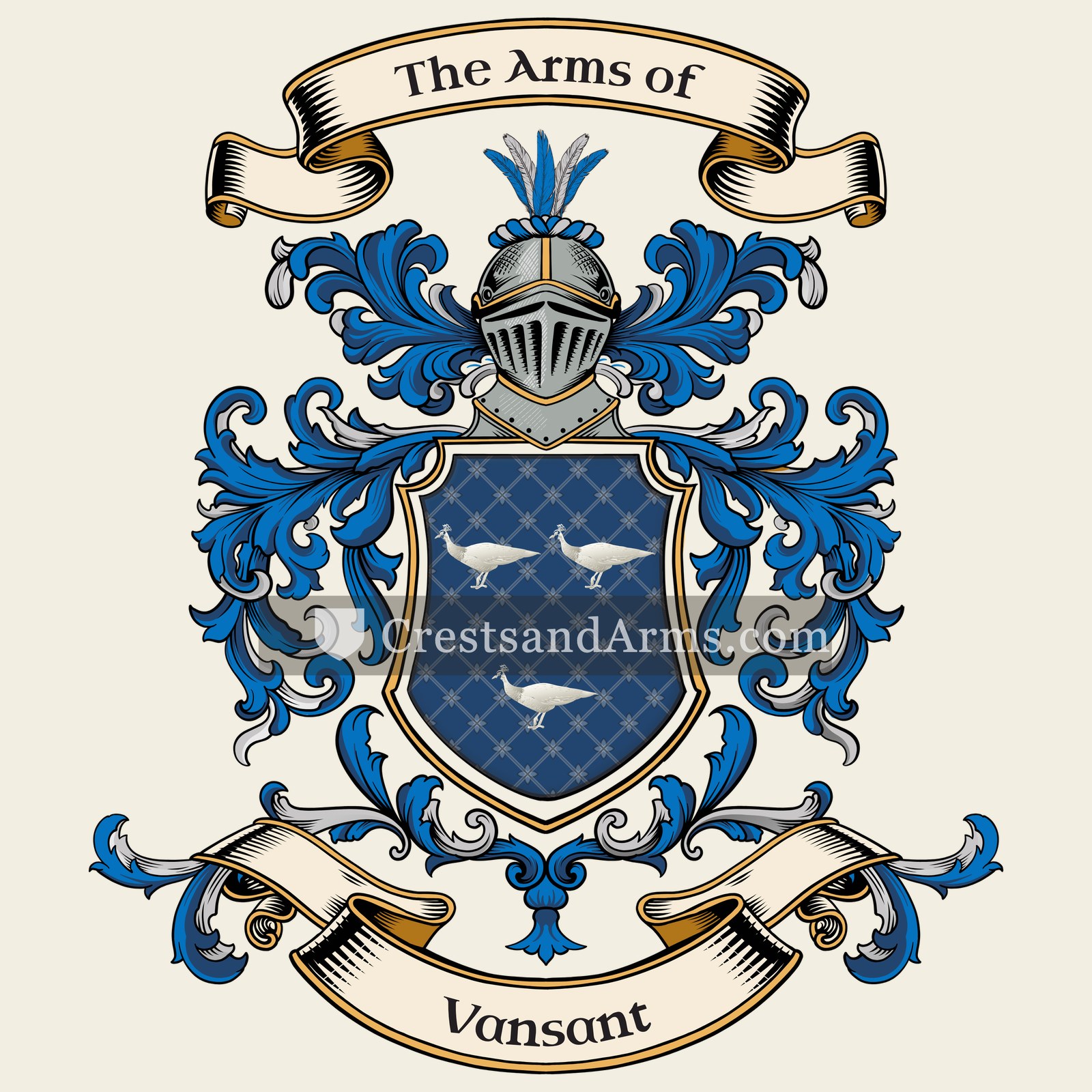 The Vansant coat of arms, drawn from the recorded blazon