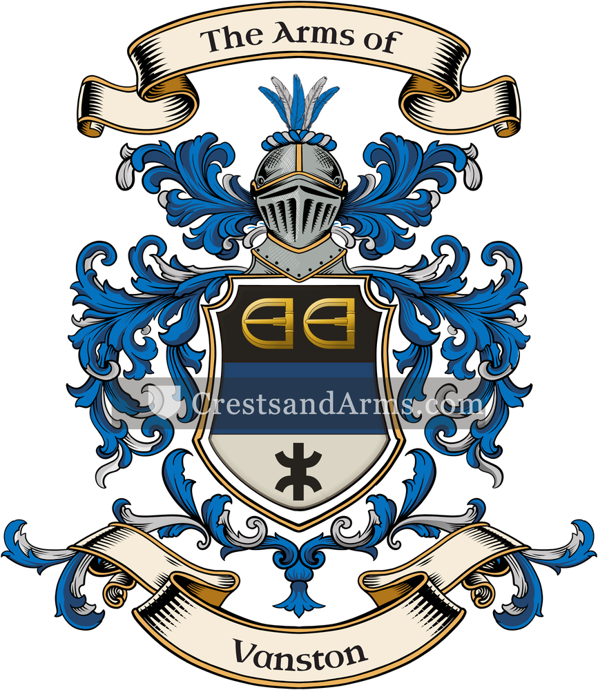 The Vanston coat of arms, drawn from the recorded blazon