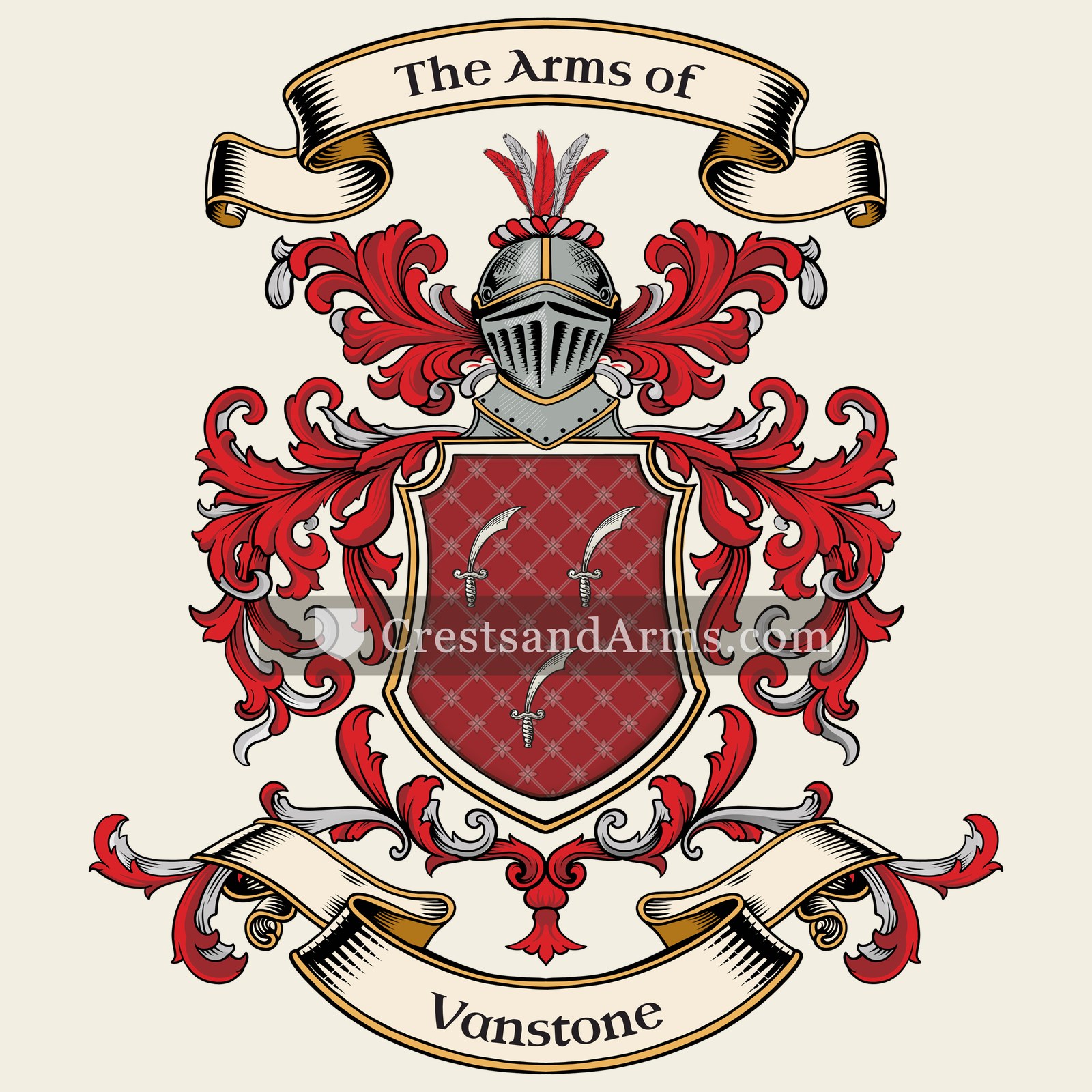 The Vanstone coat of arms, drawn from the recorded blazon